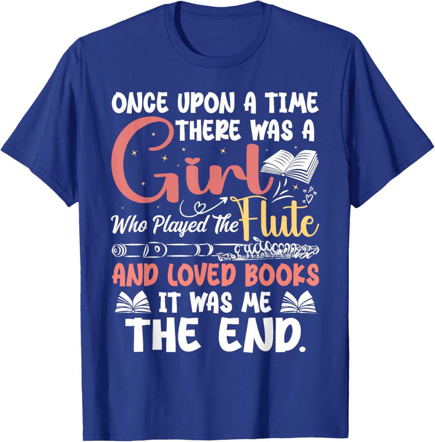 Flute Player Book Lover Flutist Marching Band Musician Flute T-Shirt - T-Shirt | Royal