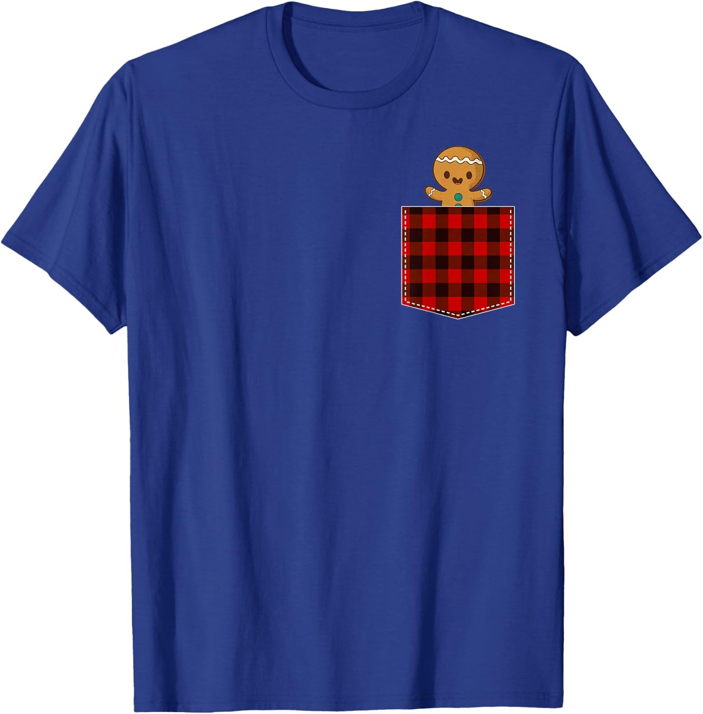 Red Plaid Gingerbread Cookie in Pocket Buffalo Christmas T-Shirt - T-Shirt | Royal