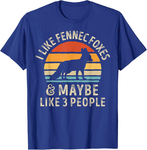 I Like Fennec Foxes and Maybe 3 People Funny Fox Lover Retro T-Shirt - T-Shirt | Royal