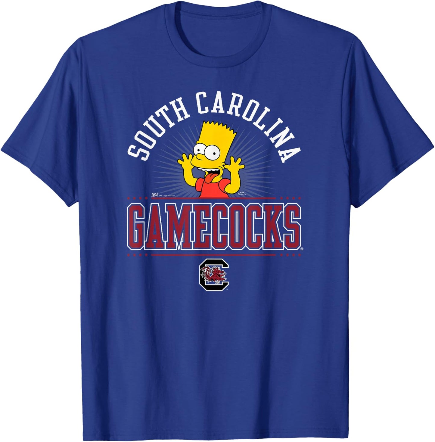 South Carolina Gamecocks Simpsons Bart Dark Gray T-Shirt - T-Shirt | Royal