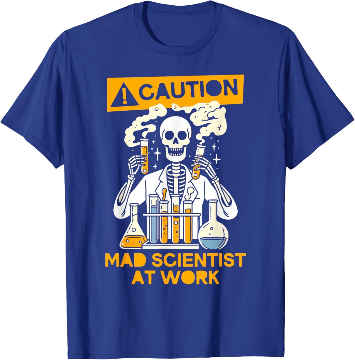Funny Humor Skeleton Lab Tech Science - Adults - Black - Small - Short Sleeve - - Mad Scientist Theme - Science Lover, Scientist, Lab Tech T-Shirt - T-Shirt | Royal