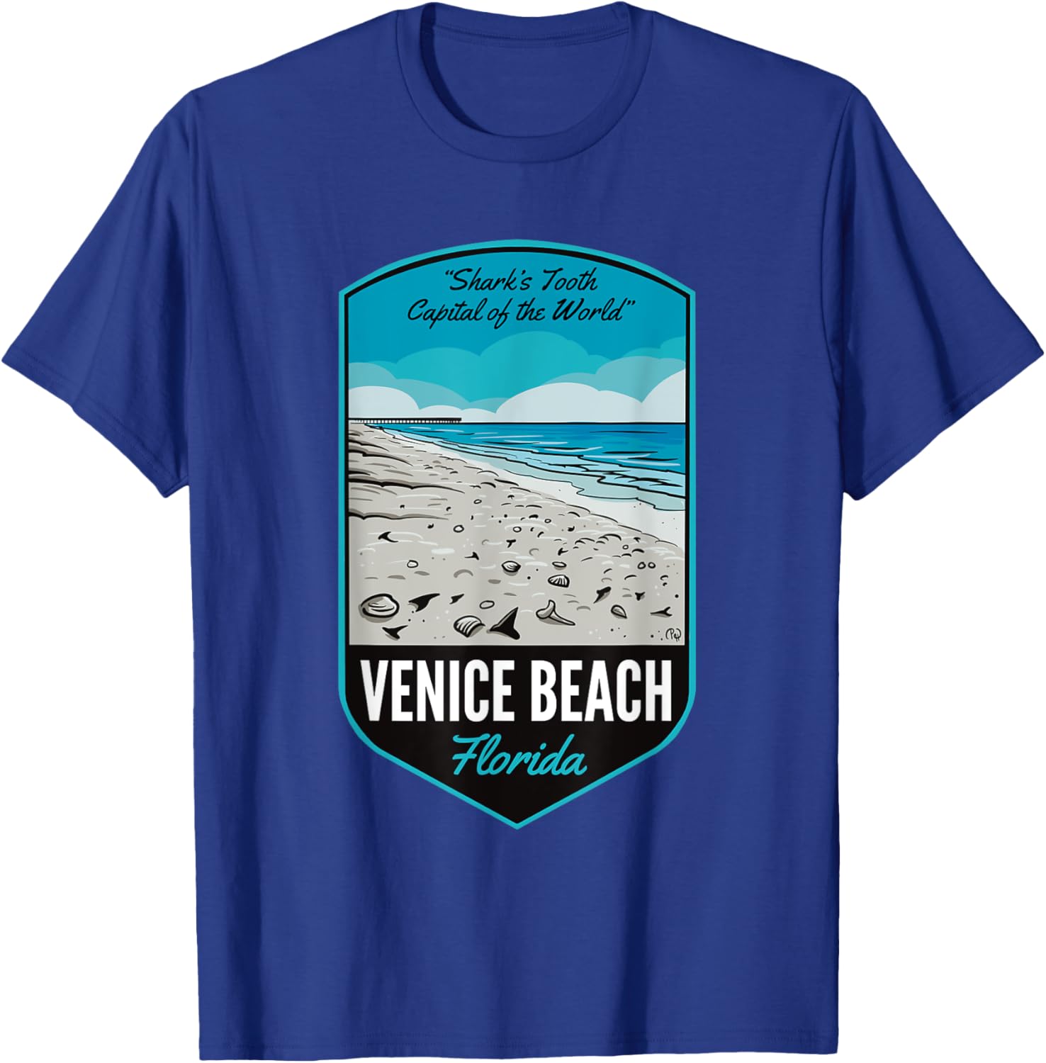 Venice Beach FL Sharks Tooth Capital T-Shirt - T-Shirt | Royal