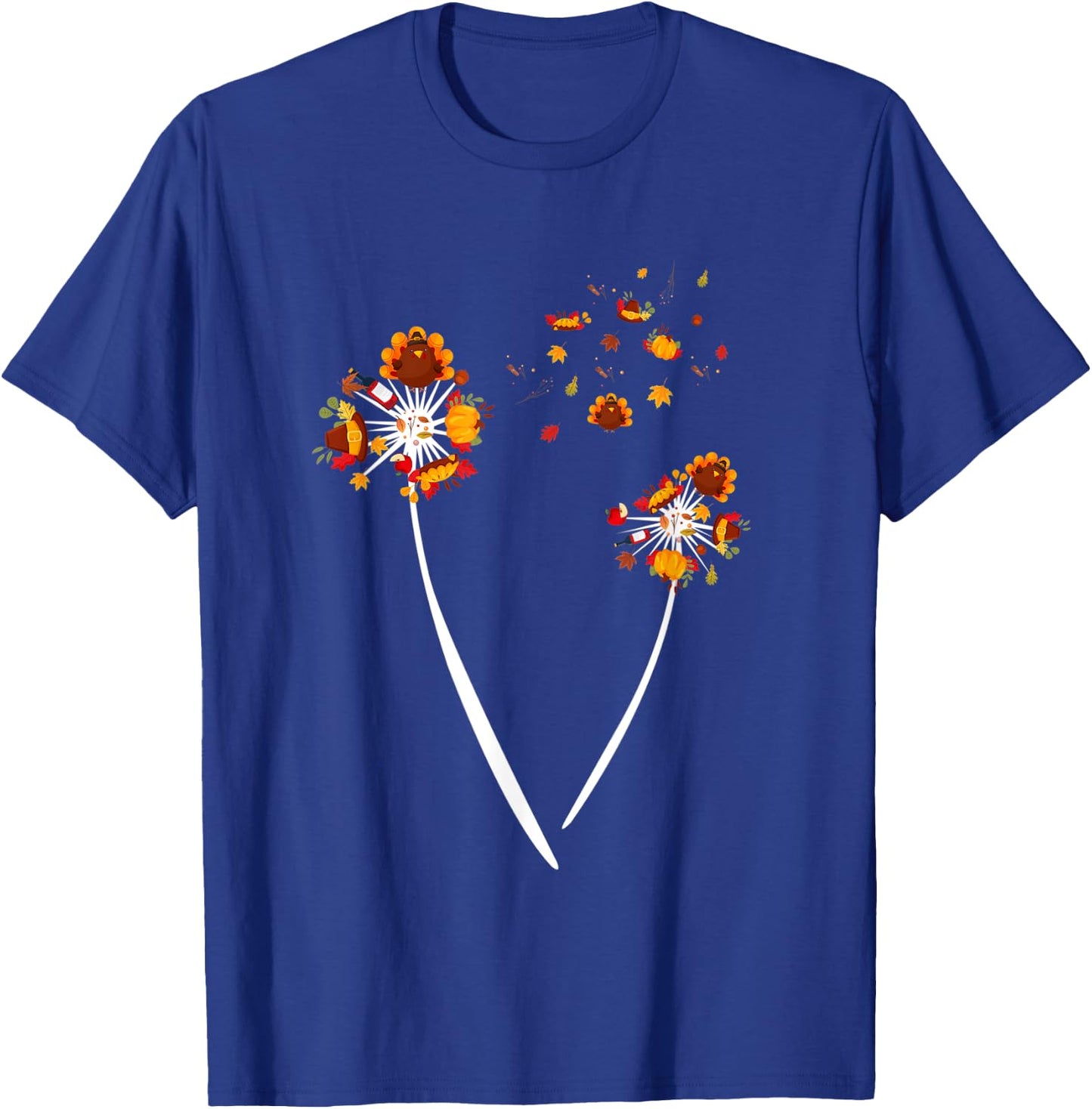 Thanksgiving Dandelion Flower Flying Cool Turkey Day Gift T-Shirt - T-Shirt | Royal