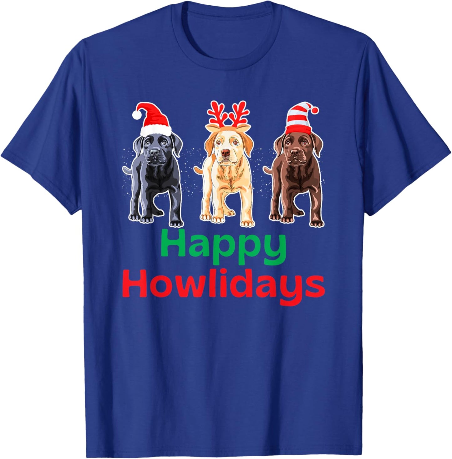 Black Yellow Chocolate Lab Christmas Labrador Howlidays T-Shirt - T-Shirt | Royal