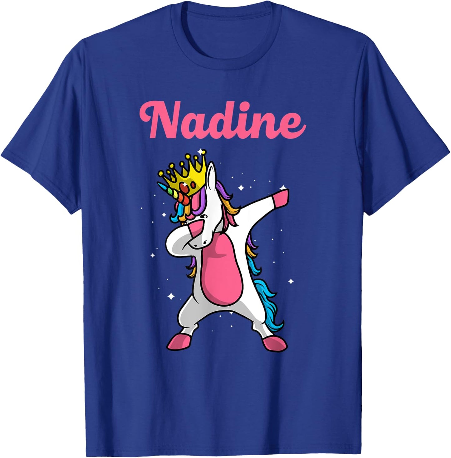 NADINE Gift Name Personalized Birthday Dabbing Unicorn Queen T-Shirt - T-Shirt | Royal
