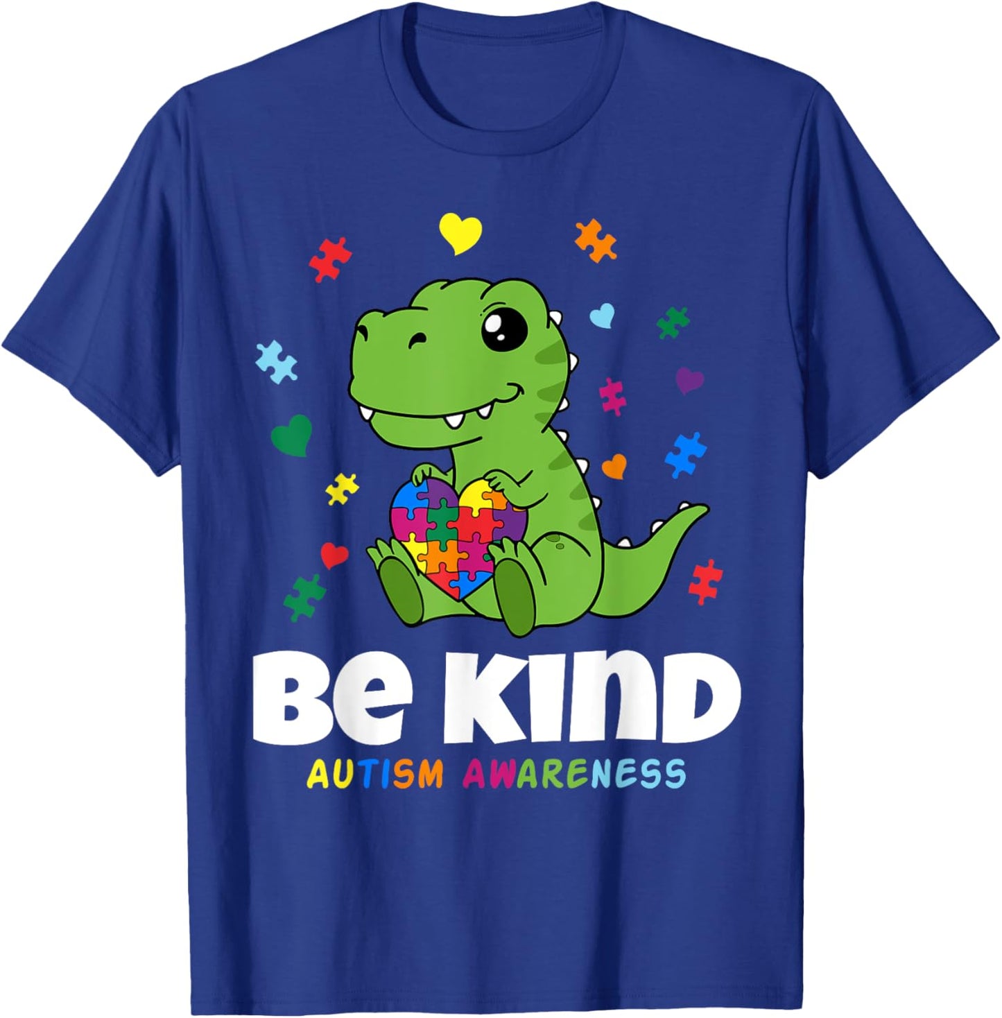 Be Kind Autism Awareness baby Dino Choose Kindness T-Shirt - T-Shirt | Royal