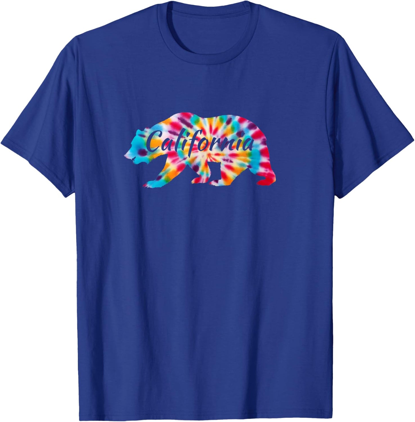 California State Flag Grizzly - CA Bear Republic Tie Dye T-Shirt - T-Shirt | Royal