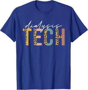 leopard Dialysis Tech Dialysis Technician Appreciation T-Shirt - T-Shirt | Royal