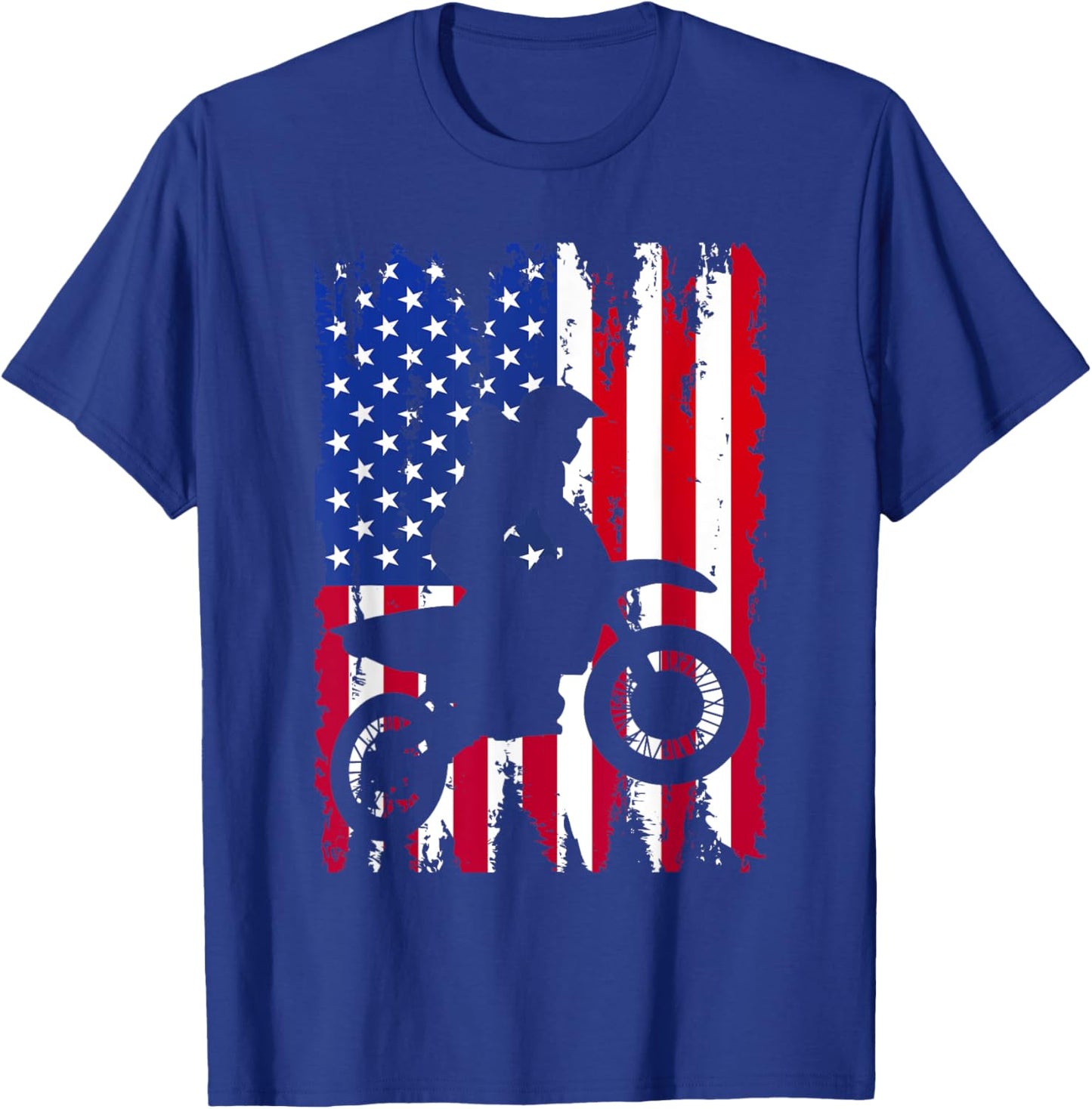 Dirt Bike American Flag Motocross Biker 4th of July Men Boys T-Shirt - T-Shirt | Royal
