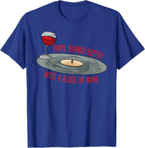 Vinyl Records Lover Retro Music Vinyl Collectors Wine Lover T-Shirt - T-Shirt | Royal
