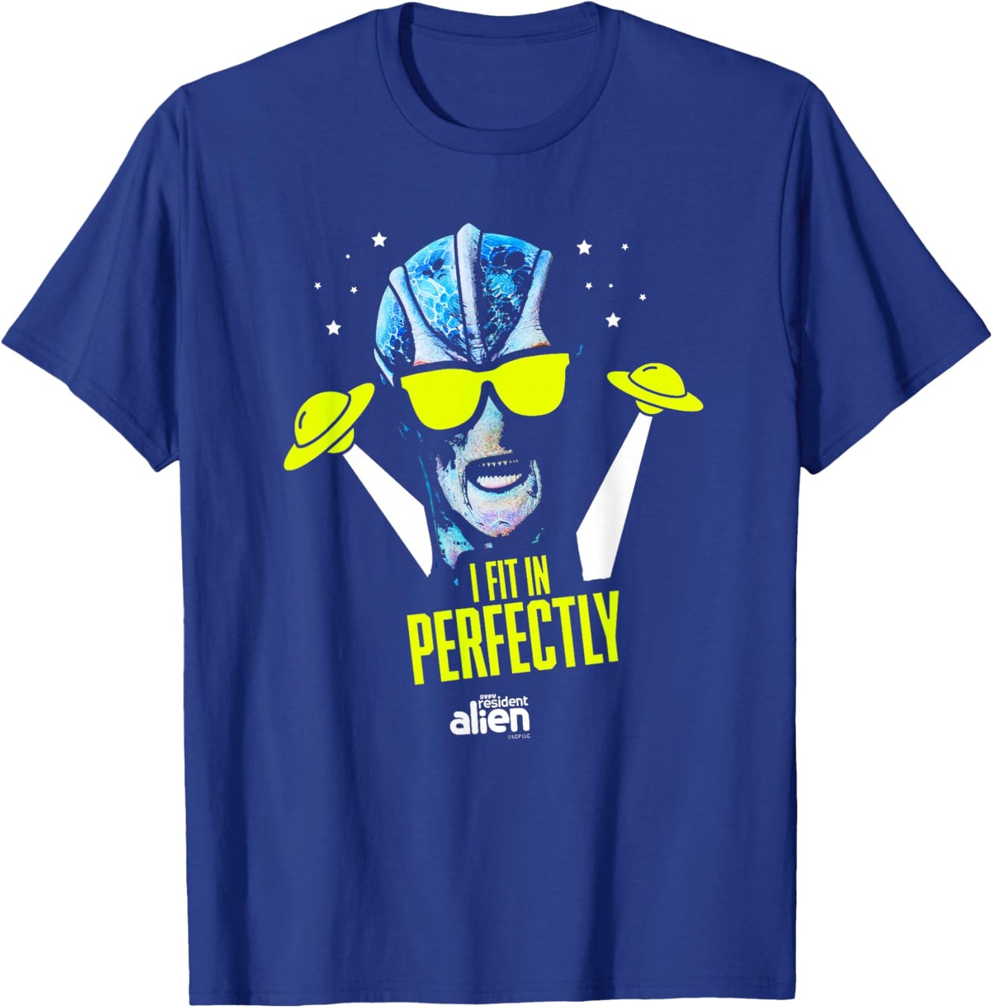 Resident Alien I Fit In Perfectly - Officially Licensed T-Shirt - T-Shirt | Royal