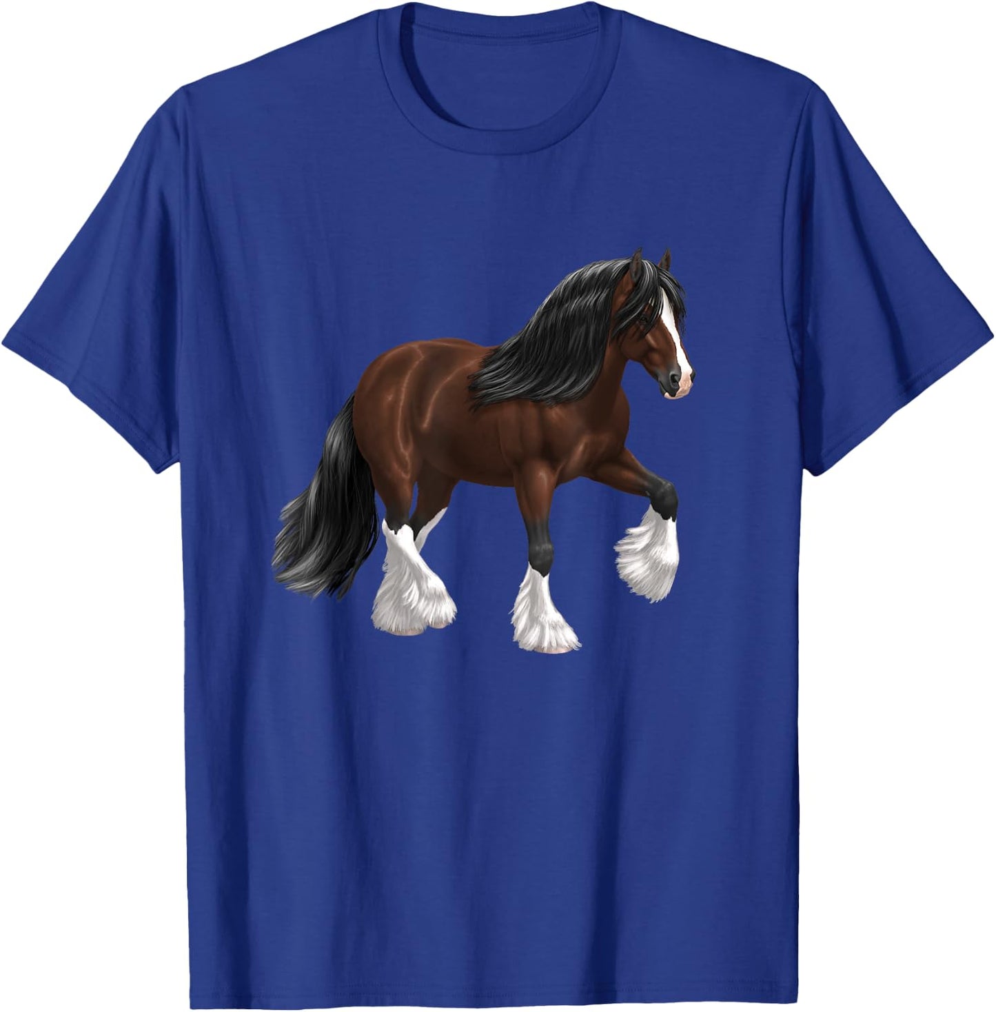 Brown & White Gypsy Vanner Bay Draft Horse Trotting T-Shirt - T-Shirt | Royal