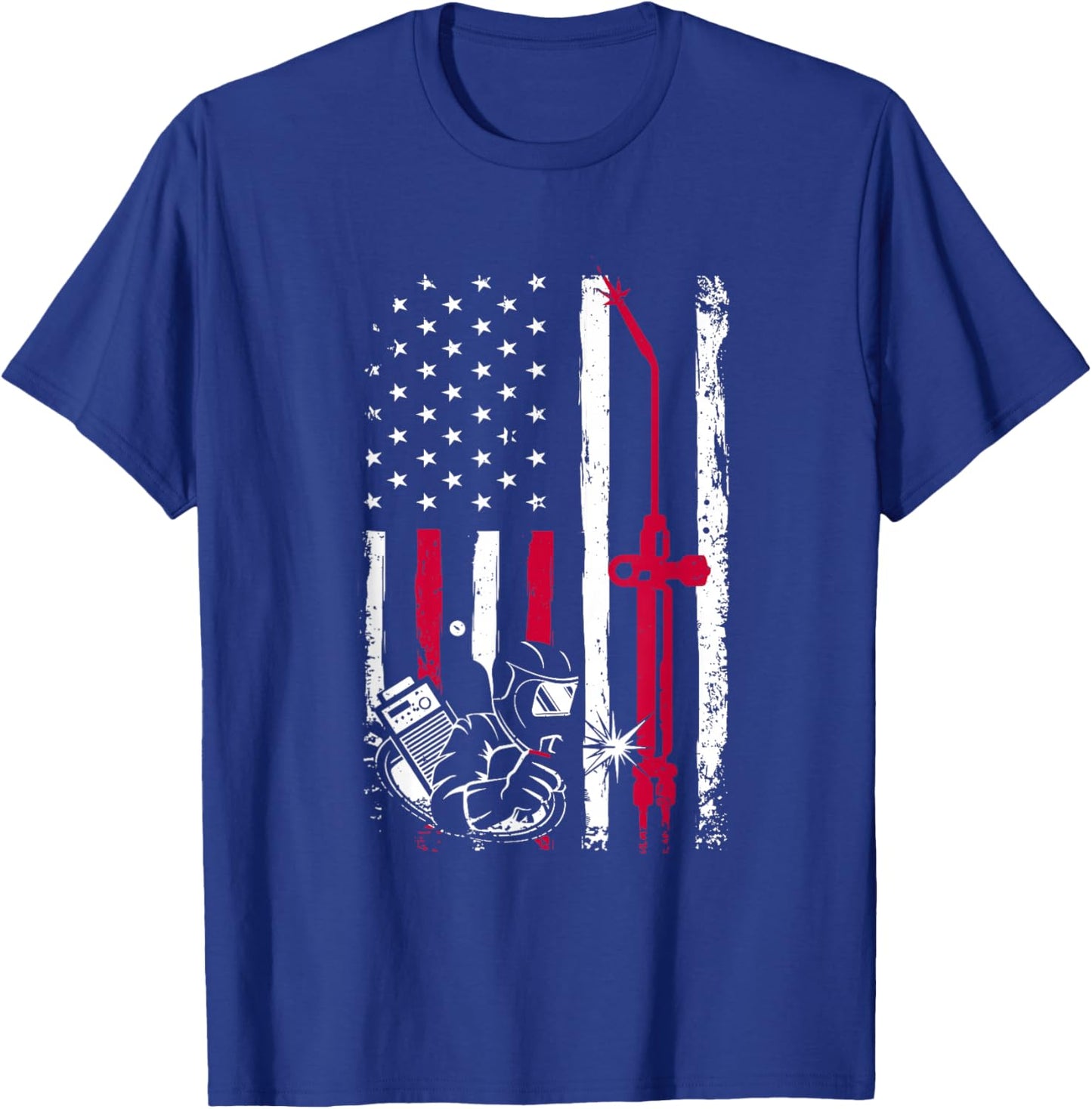 Patriot Welder Red Line American USA Flag Patriotic Welding T-Shirt - T-Shirt | Royal