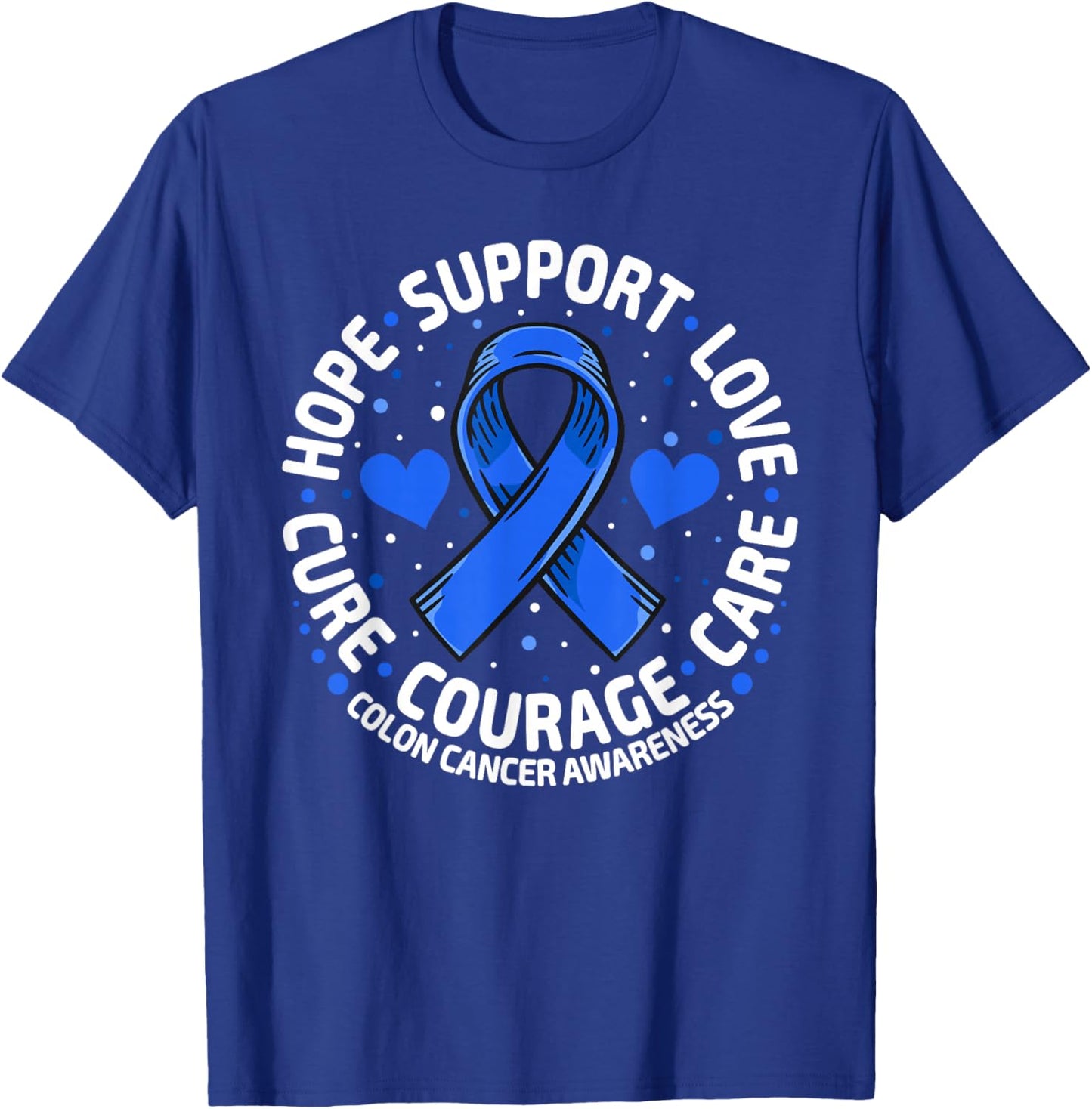 Colorectal Cancer Family Support Blue Colon Cancer Awareness T-Shirt - T-Shirt | Royal