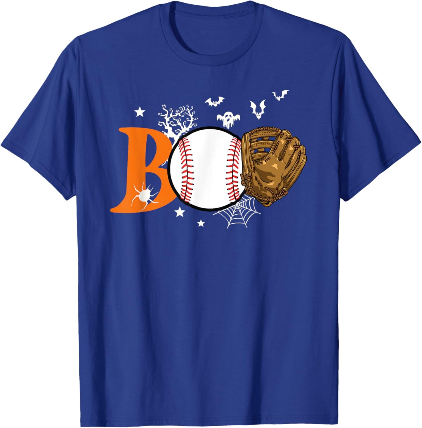 Boo Baseball Halloween Player Catcher Pitcher Spooky Season T-Shirt - T-Shirt | Royal