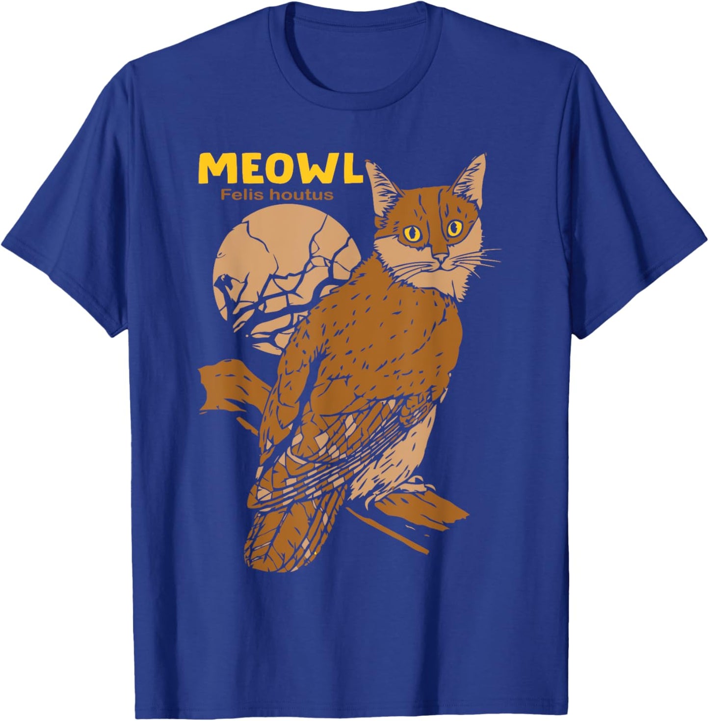 Meowl Cat Owl With Tree And Full Moon Funny Gift Women T-Shirt - T-Shirt | Royal