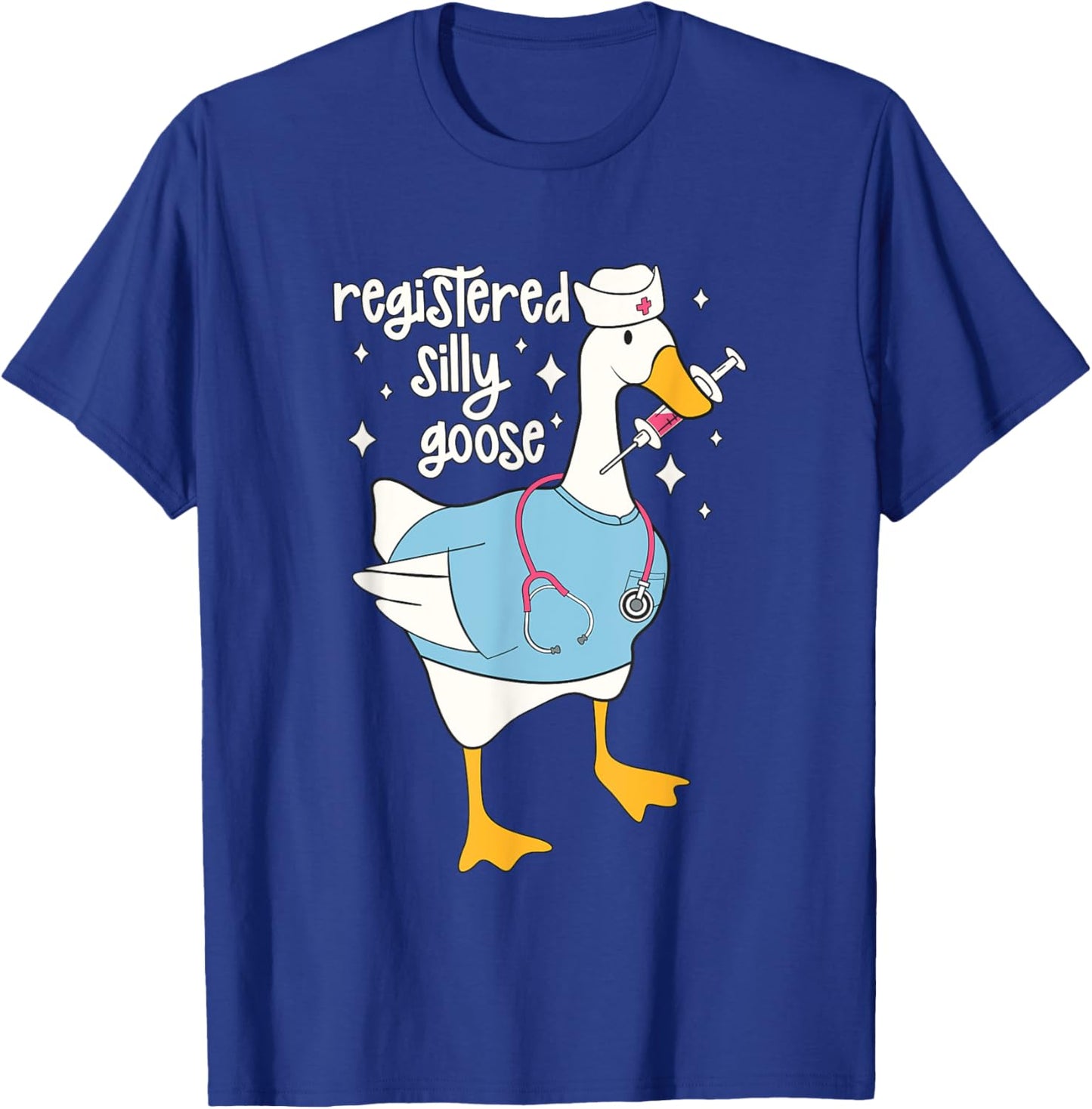 Funny Silly Animal Goose Lover Gifts - Registered Silly Goose Nurse - -Adults - Black - Small - Short Sleeve - Modern Cartoon T-Shirt - T-Shirt | Royal