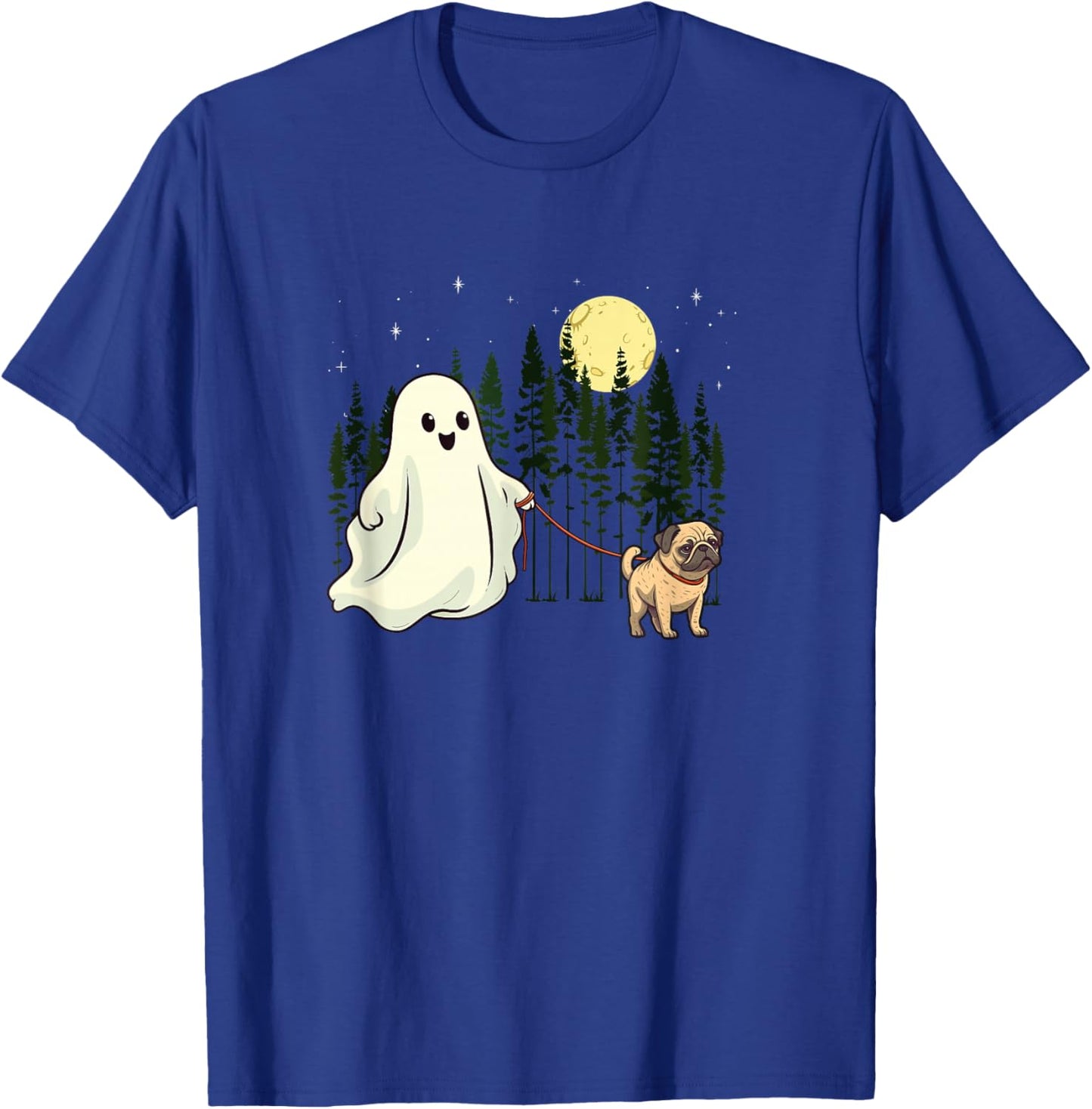 Pug Walking Ghost Halloween Funny Kids Costume T-Shirt - T-Shirt | Royal