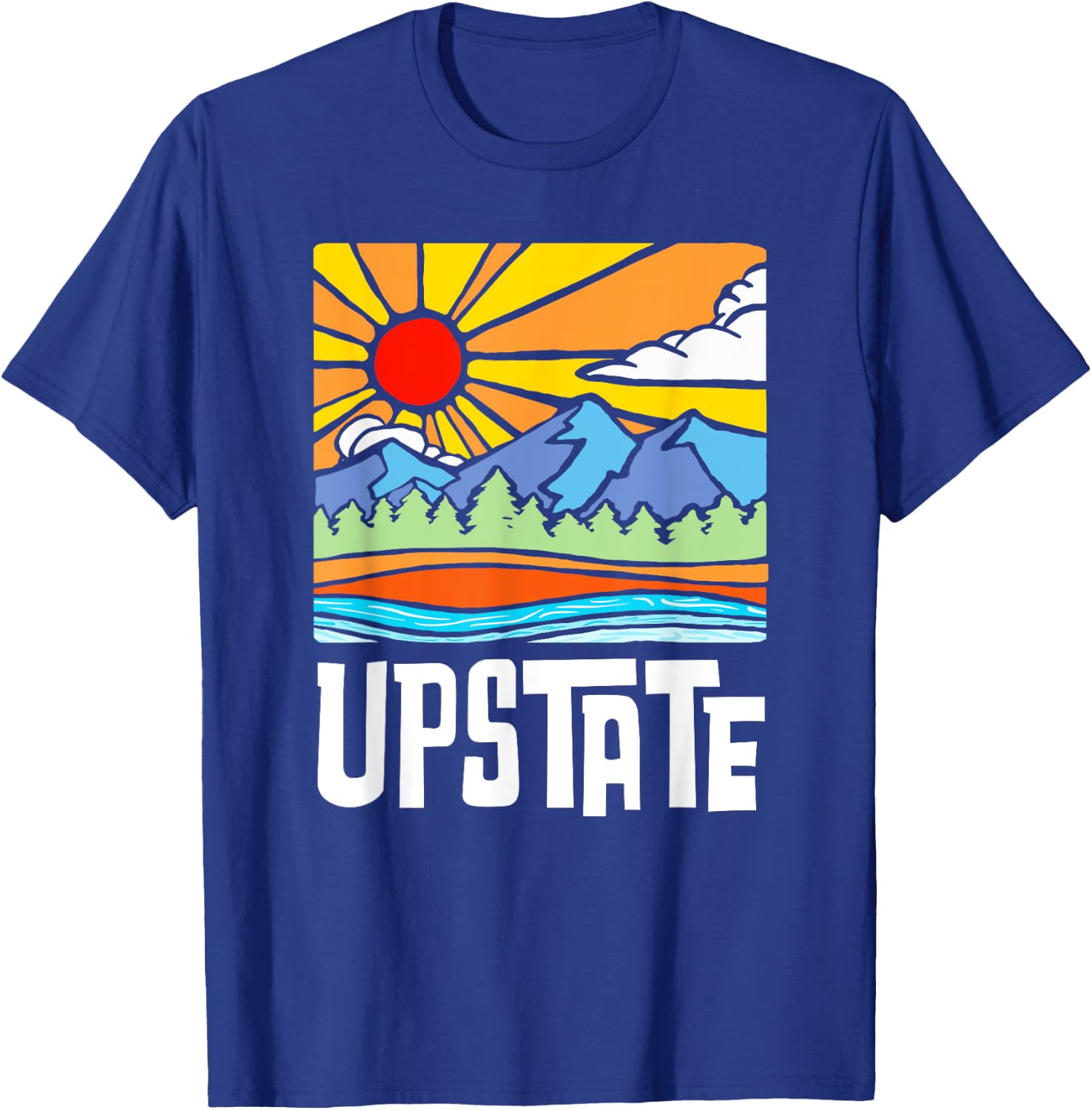 Upstate New York Artistic Nature & Mountains Vintage Graphic T-Shirt - T-Shirt | Royal