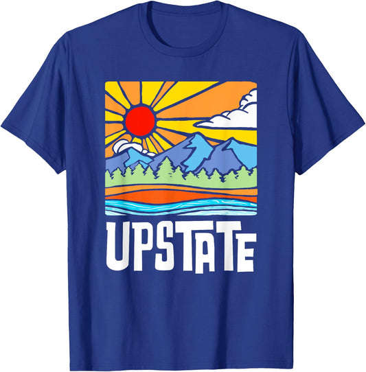 Upstate New York Artistic Nature & Mountains Vintage Graphic T-Shirt - T-Shirt | Royal