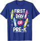 Happy First Day of Pre-K Crayon Funny Back to School 2024 T-Shirt - T-Shirt | Royal