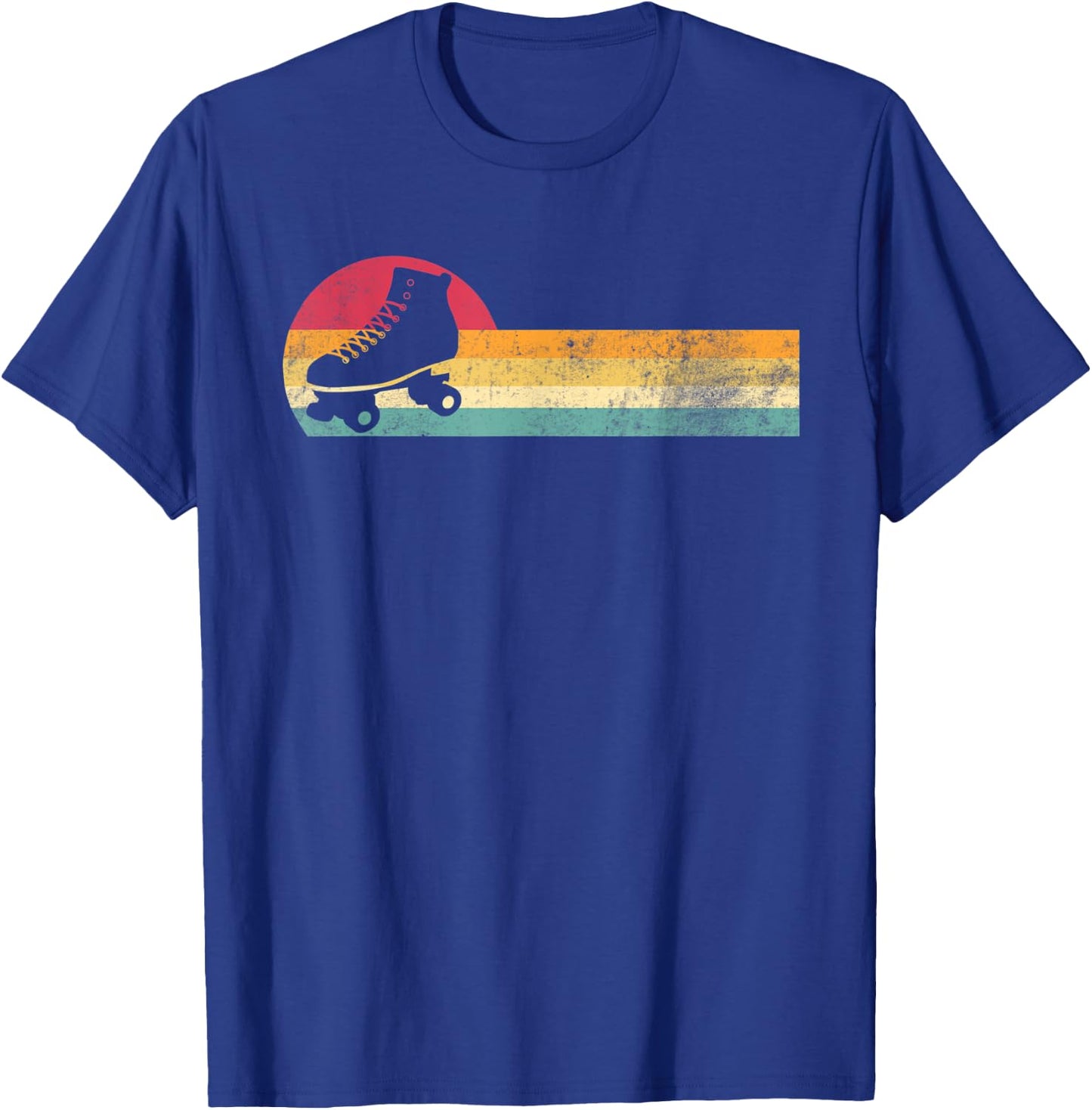 Retro Vintage Rollerskates Silhouette Roller Skating 80s 70s T-Shirt - T-Shirt | Royal