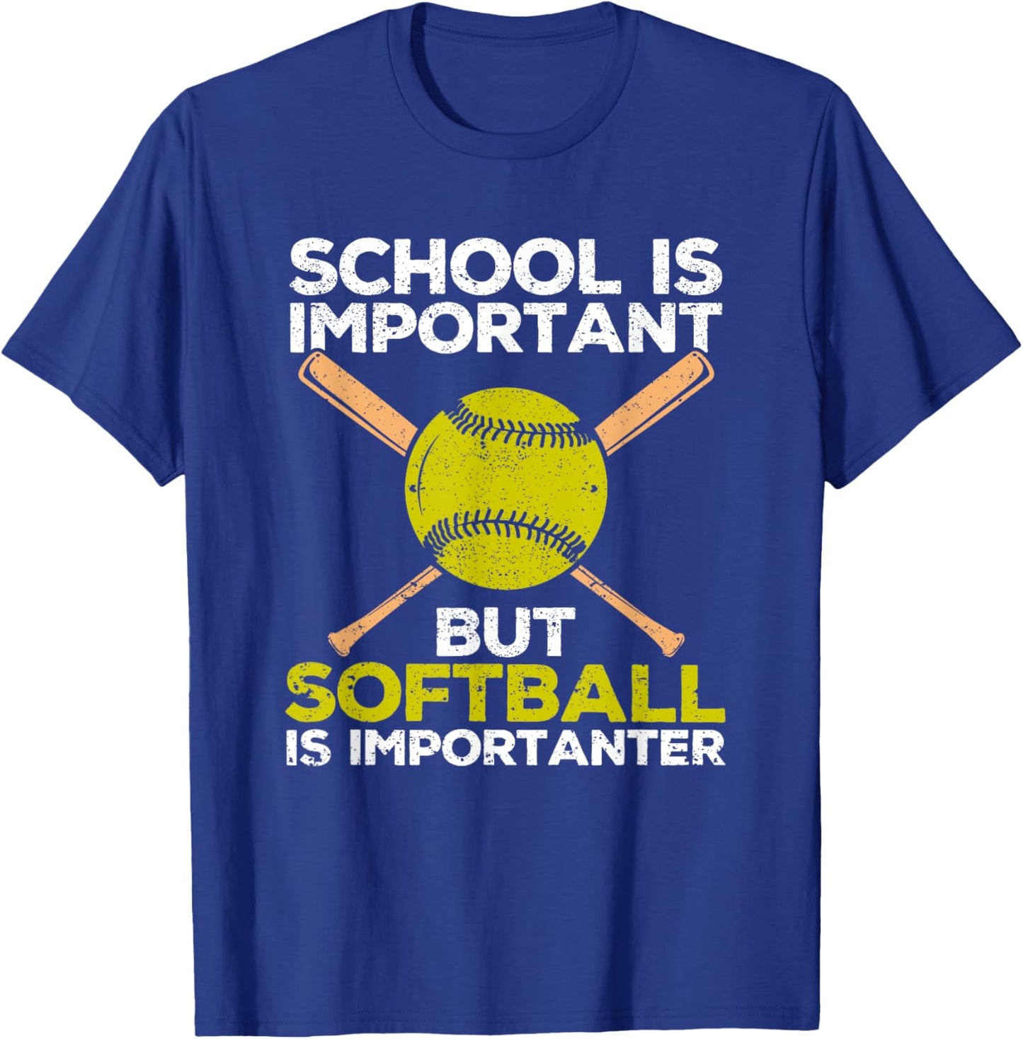 School is Important but Softball Is Importanter Girls T-Shirt - T-Shirt | Royal