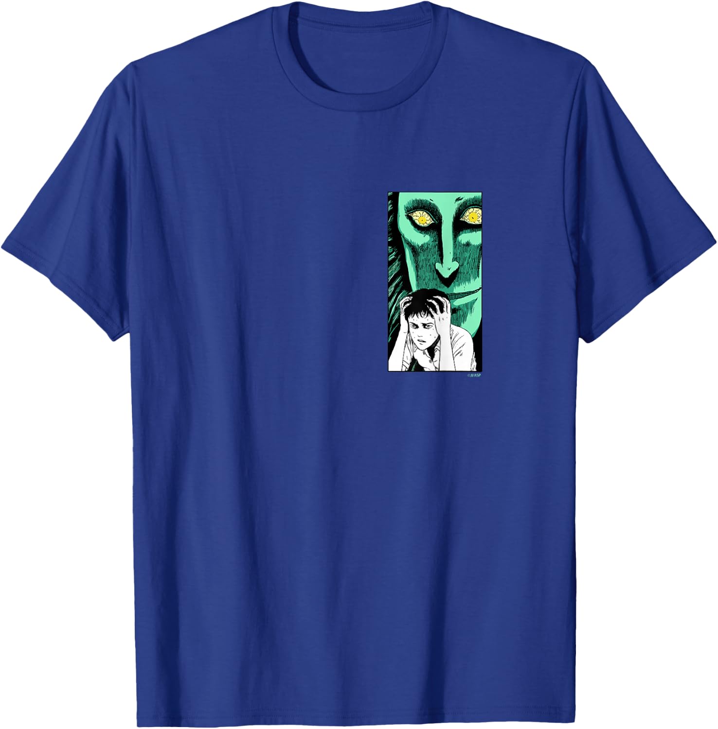 Junji Ito Men's Black Cotton Polyester Blend Short Sleeve Collarless Modern Classic Fit T-Shirt - T-Shirt | Royal