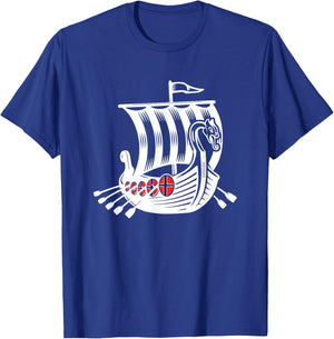 Norway Viking Ship Shirt Norwegian Flag Dragon Boat T-Shirt - T-Shirt | Royal