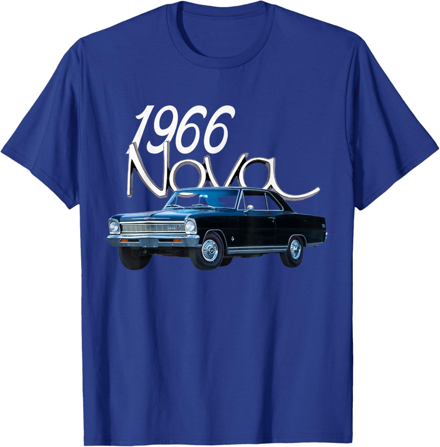 1966 66 Chevys Nova Classic Car Old School Muscle Blue Car T-Shirt - T-Shirt | Royal