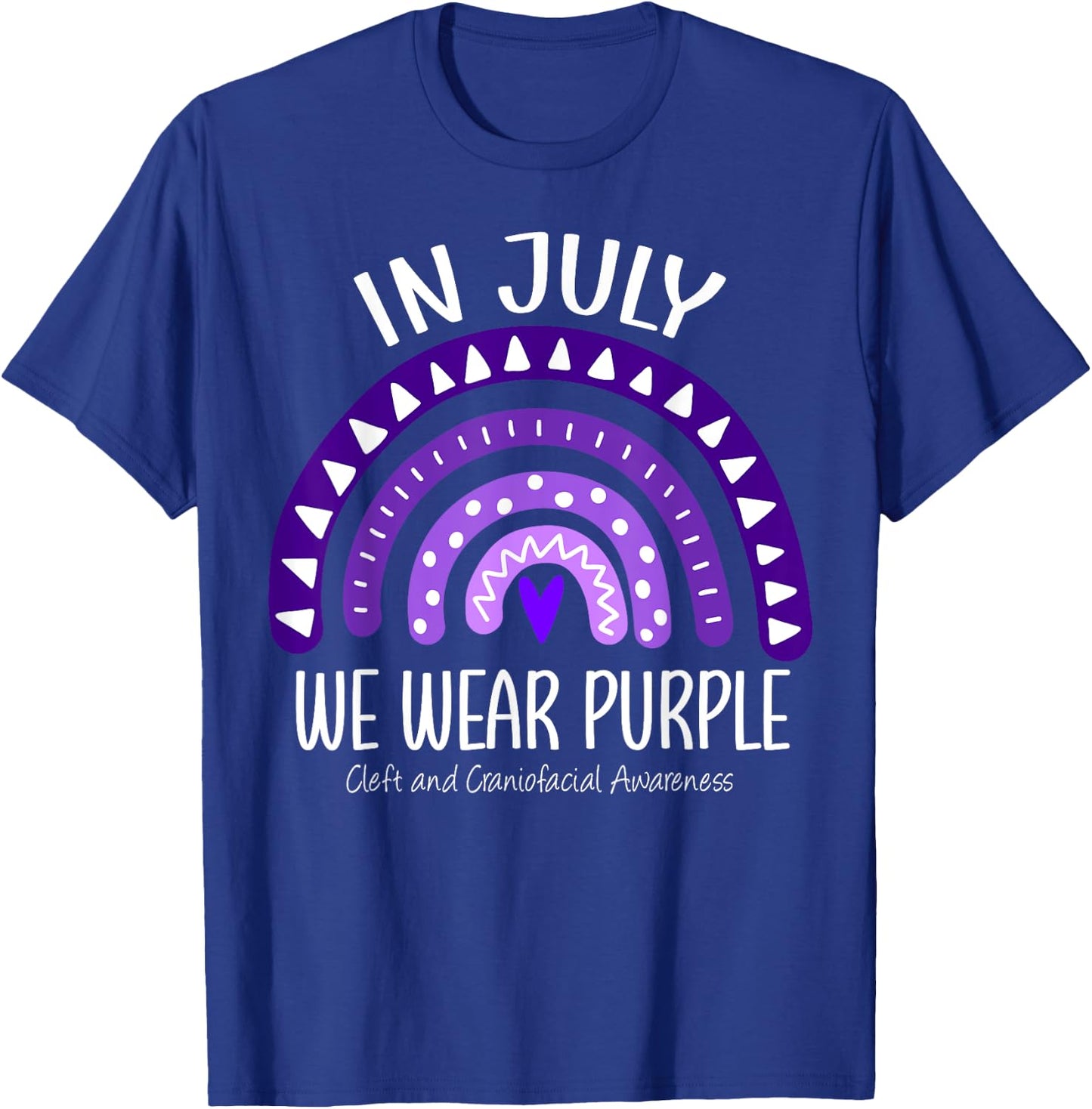 Rainbow July We Wear Purple Cleft and Craniofacial Awareness T-Shirt - T-Shirt | Royal