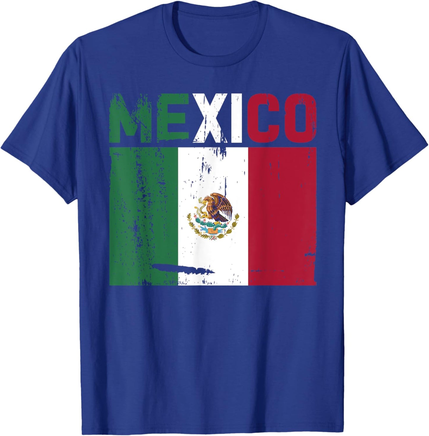 Mexico Vintage Mexican Flag Pride Hat Jersey T-Shirt - T-Shirt | Royal