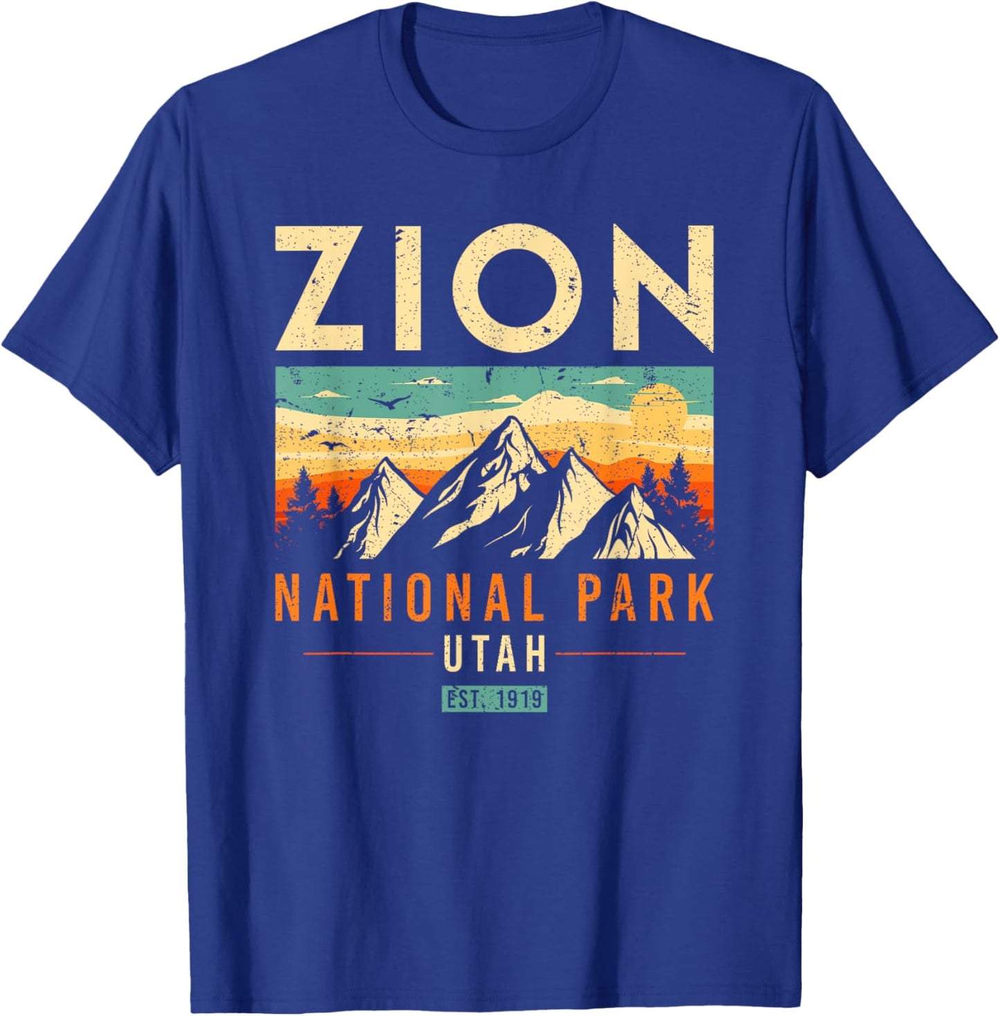 Zion Est 1919 Utah Vintage Retro National Park T-Shirt - T-Shirt | Royal