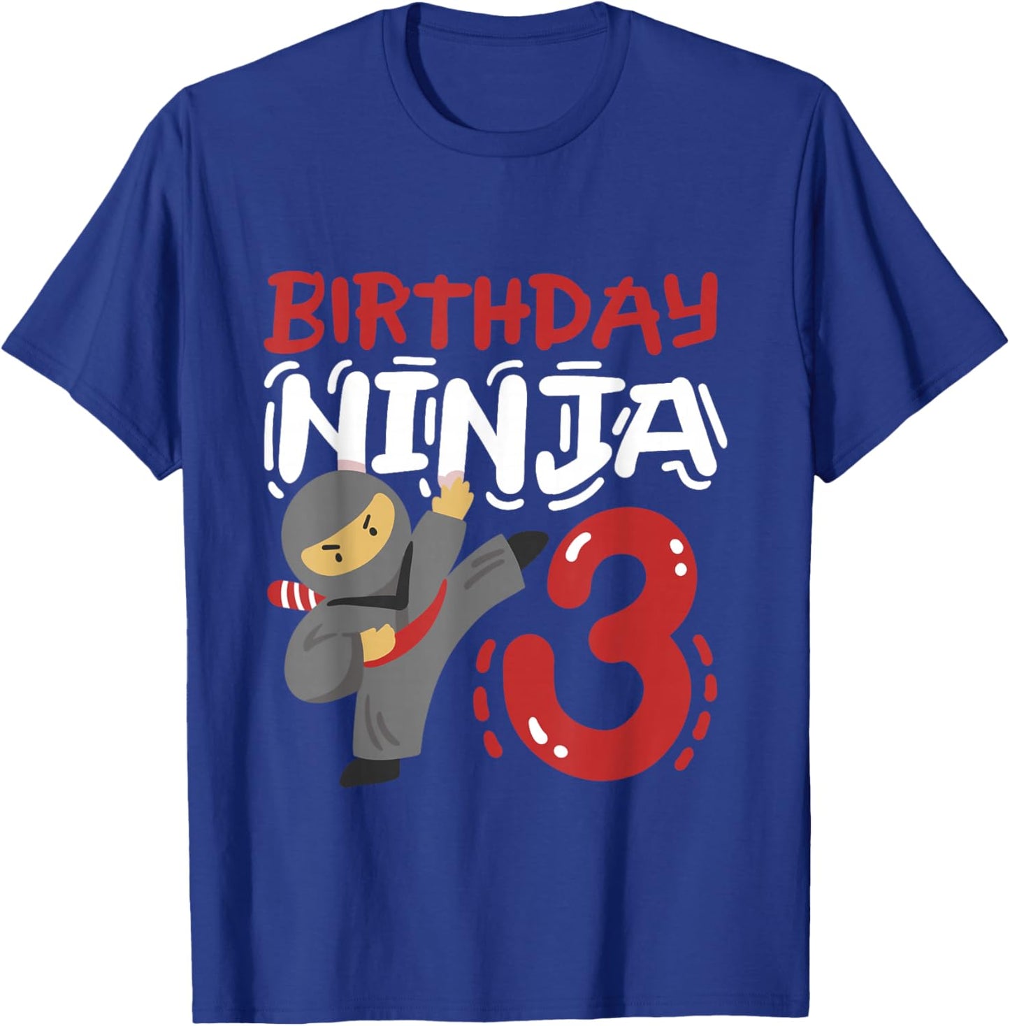 Birthday Ninja 3 Years Old Karate Kids 3rd Birthday Boys T-Shirt - T-Shirt | Royal