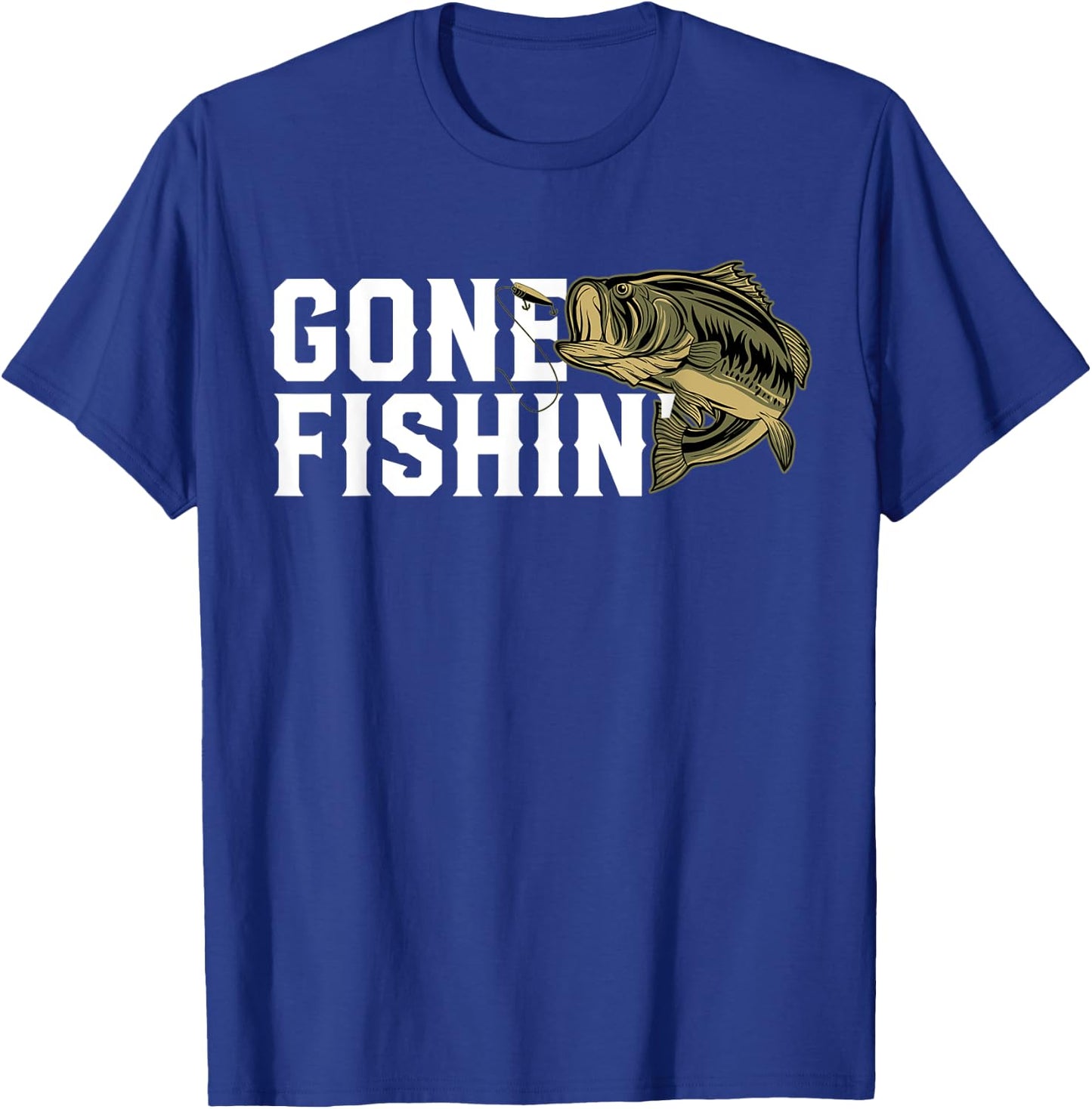 Gone Fishin Funny Largemouth Bass Fishing Gift Fisherman T-Shirt - T-Shirt | Royal