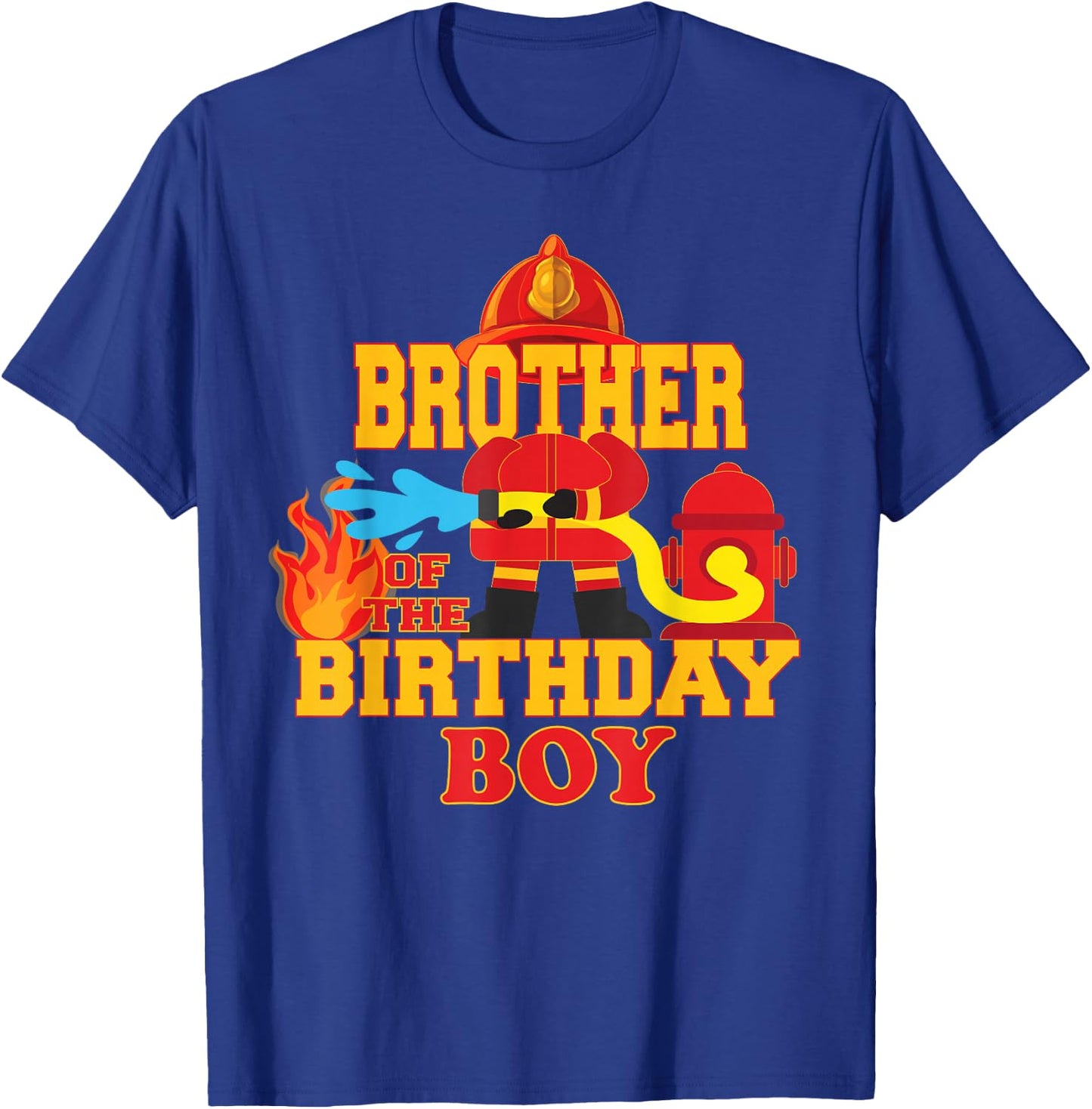 Brother Of The Birthday Boy Firetruck Firefighter Party T-Shirt - T-Shirt | Royal
