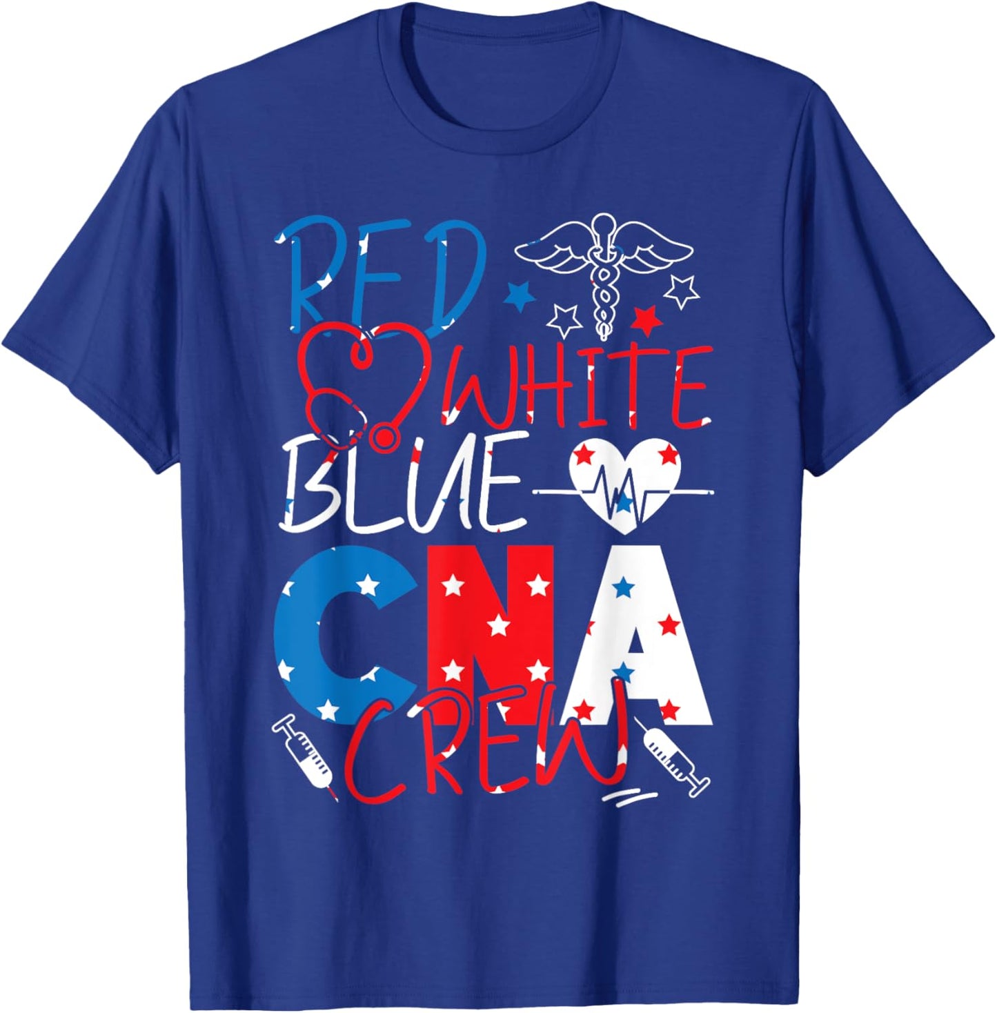 CNA Nurse Certified Nursing Assistant Patriotic American T-Shirt - T-Shirt | Royal