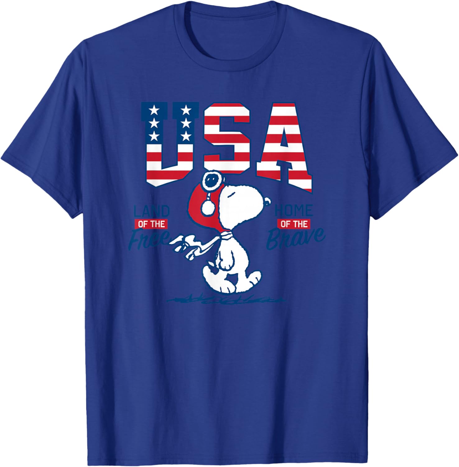 Peanuts - USA Snoopy Free Brave T-Shirt - T-Shirt | Royal