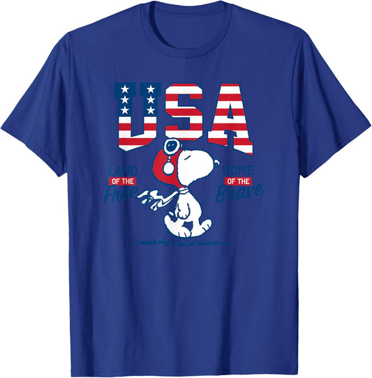 Peanuts - USA Snoopy Free Brave T-Shirt - T-Shirt | Royal
