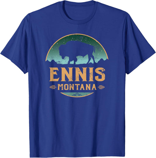 Ennis Montana MT Buffalo Bison T-Shirt - T-Shirt | Royal