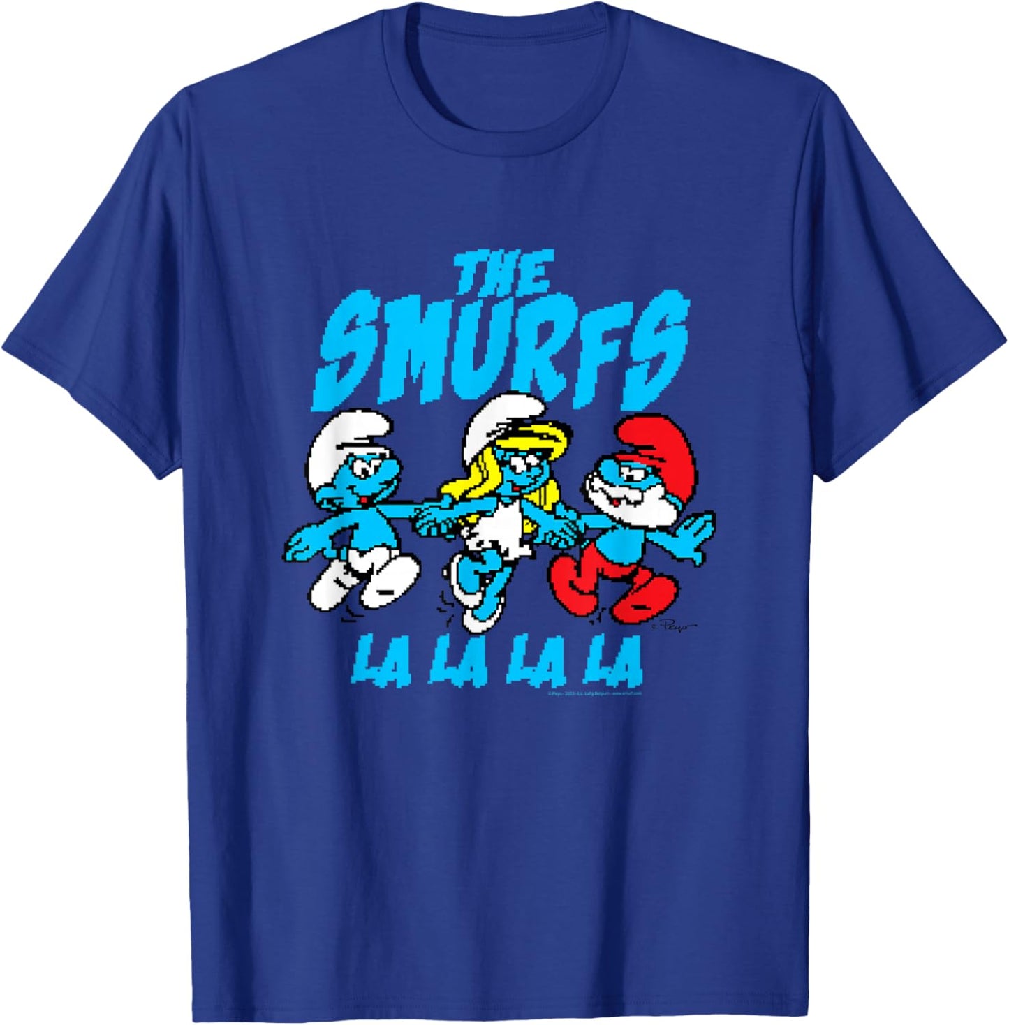 The Smurfs Pixelated Smurfs Retro Cartoon T-Shirt - T-Shirt | Royal