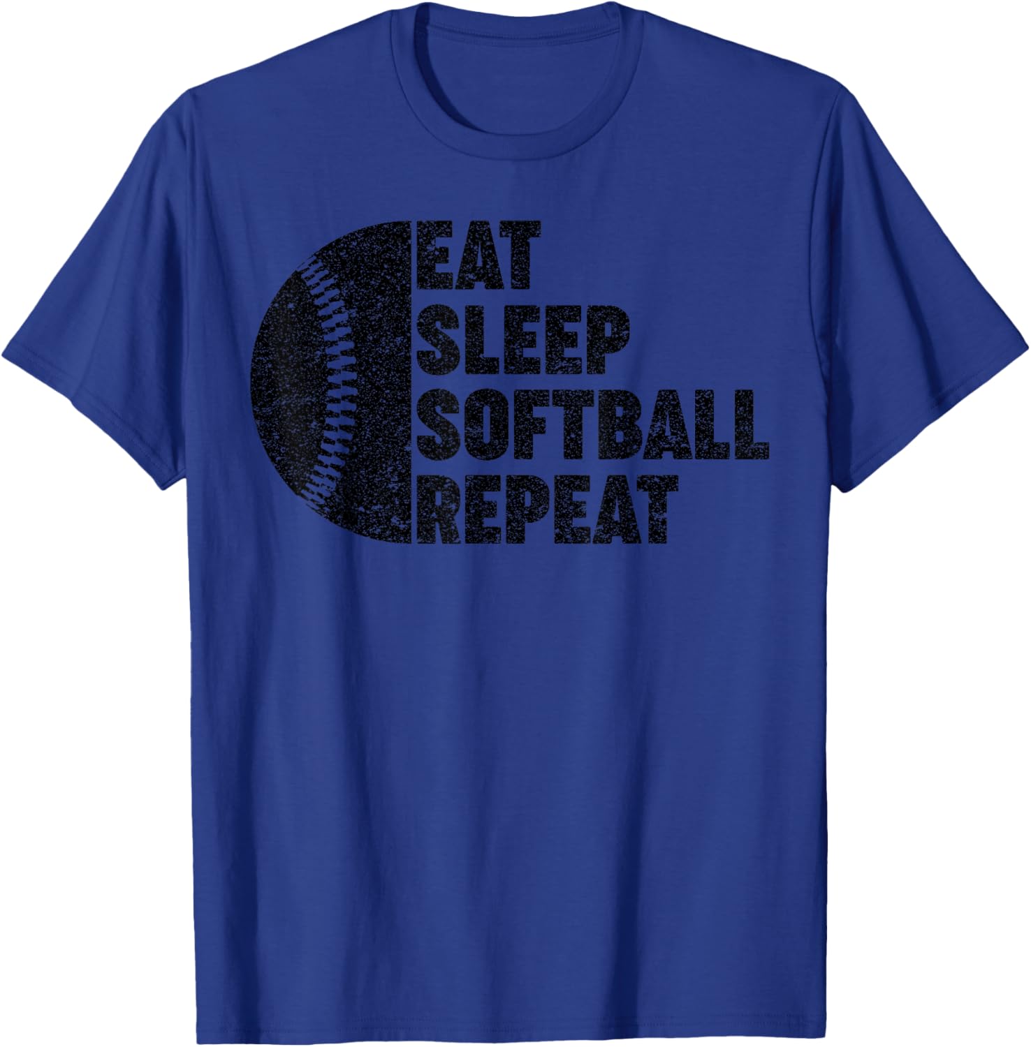 Eat Sleep Softball Repeat Teens Girls Boys Kids Men Women T-Shirt - T-Shirt | Royal