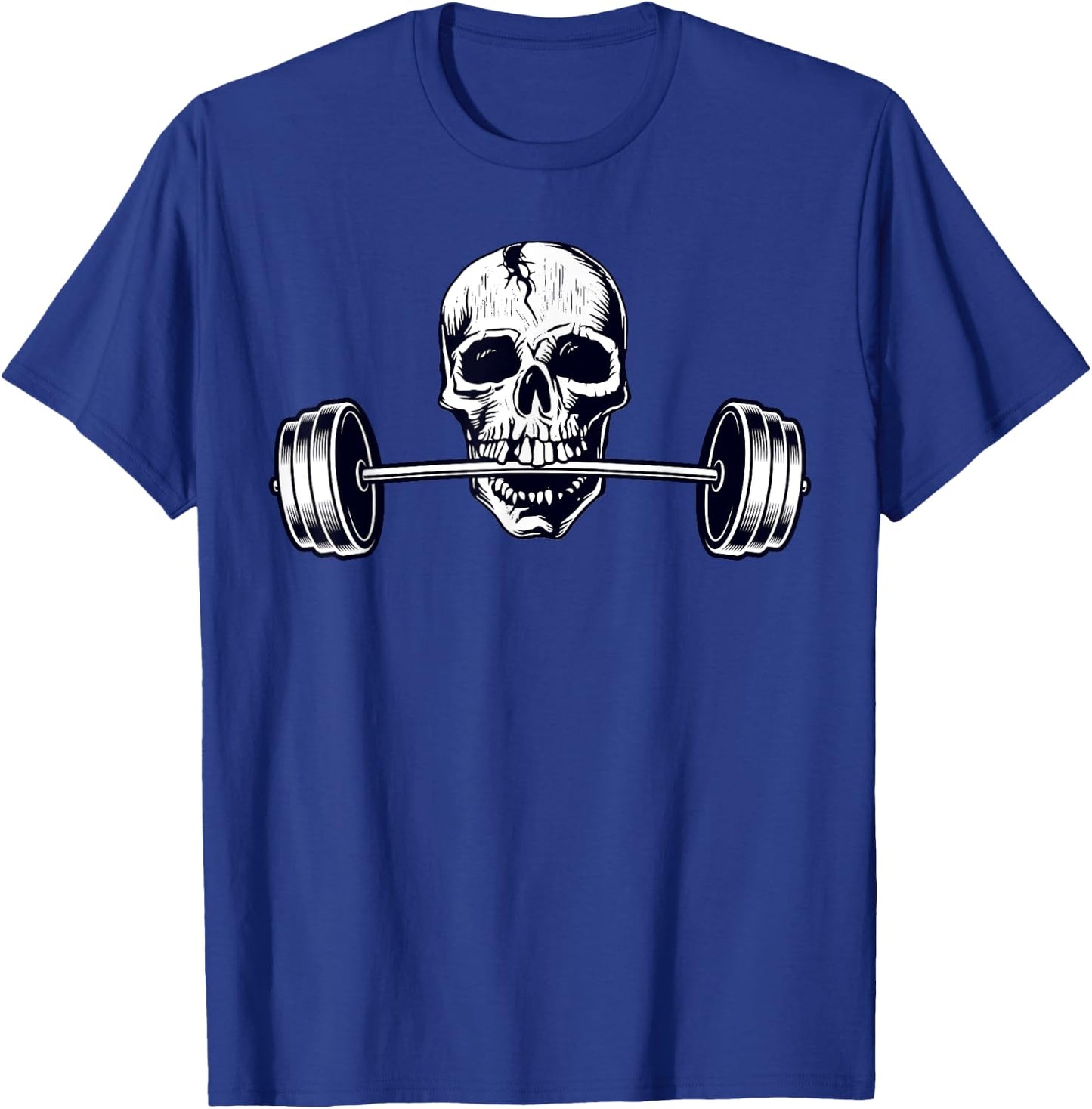Weightlifting Shirt, Powerlifting Heavy Barbell Skull T-Shirt - T-Shirt | Royal