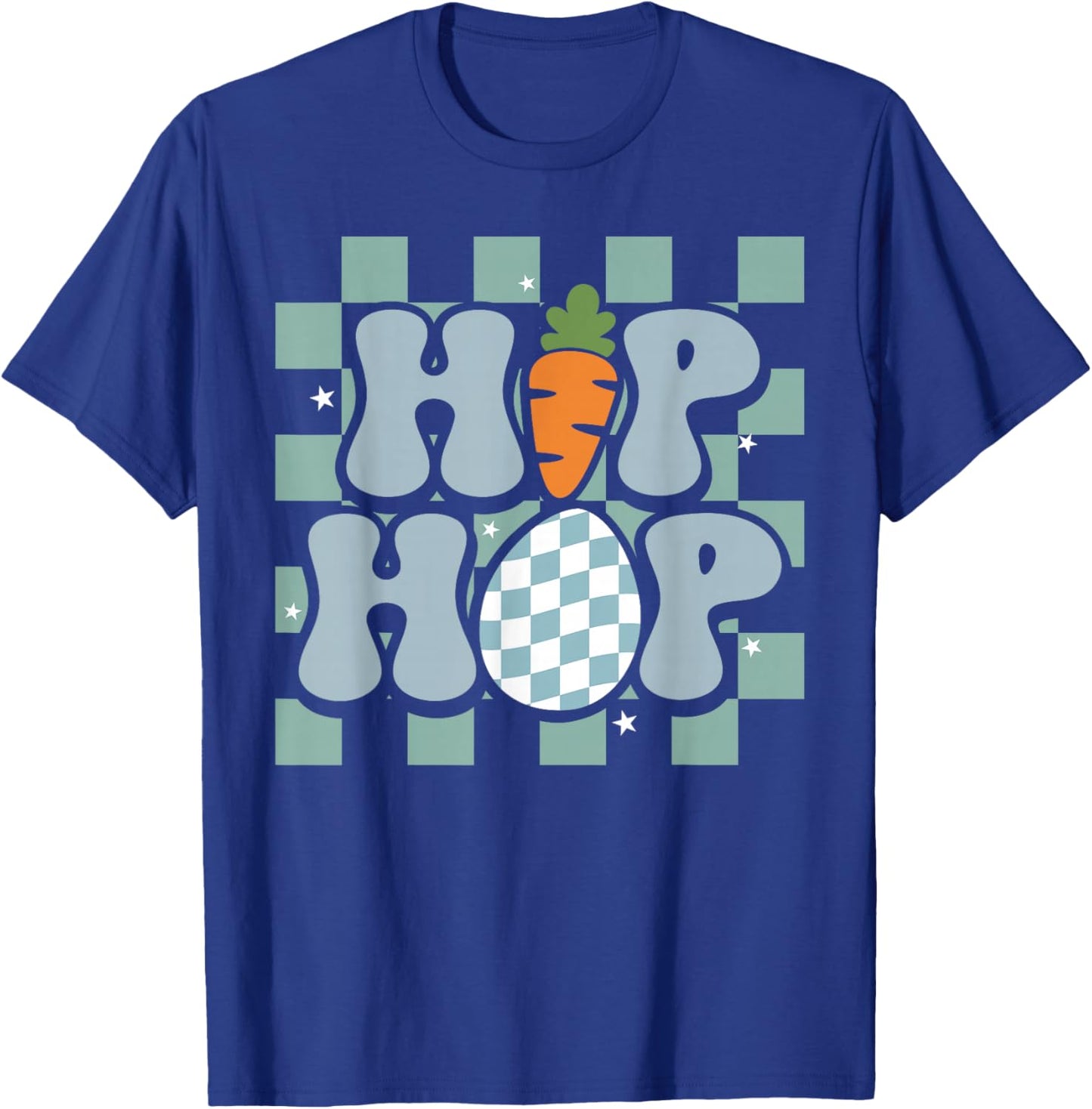 Hip Hop Easter Shirt Women Girls Leopard Print Plaid Bunny T-Shirt - T-Shirt | Royal