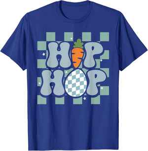 Hip Hop Easter Shirt Women Girls Leopard Print Plaid Bunny T-Shirt - T-Shirt | Royal