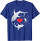 Vintage Shark Silhouette Hammerhead Shark Tiger Shark Heart T-Shirt - T-Shirt | Royal
