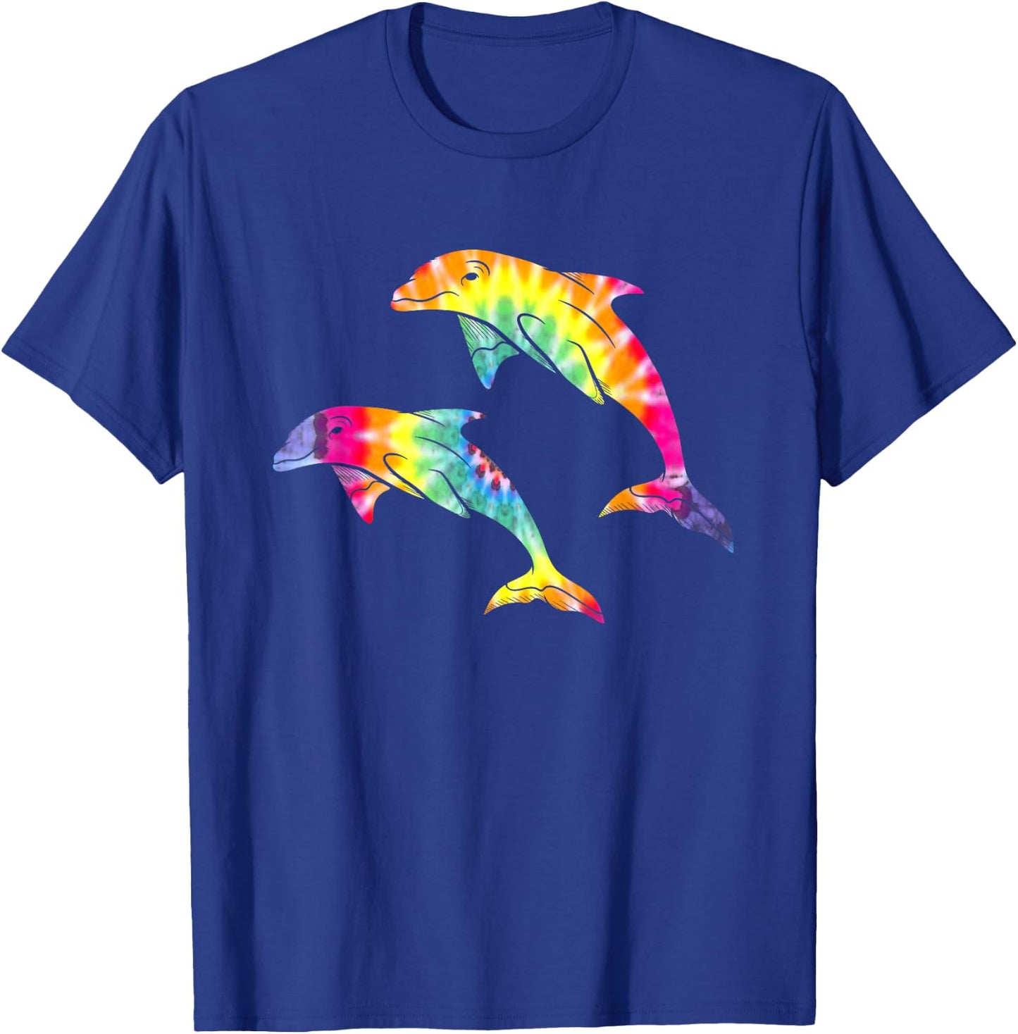 Tie Dye Dolphins Swimming Funny Marine Gift Men Women Kids T-Shirt - T-Shirt | Royal