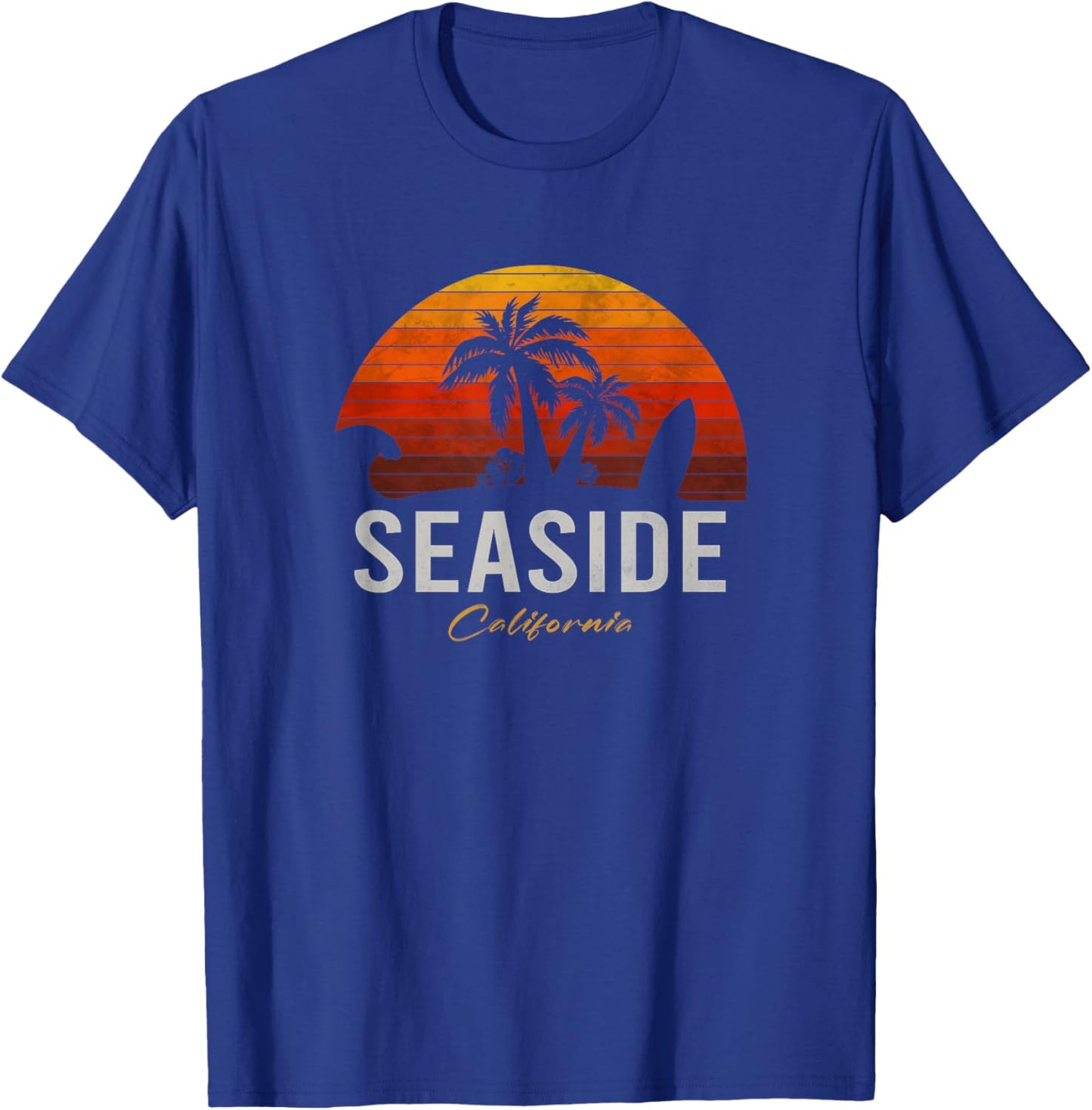 Seaside California Retro Surfer Vintage Beach T-Shirt - T-Shirt | Royal
