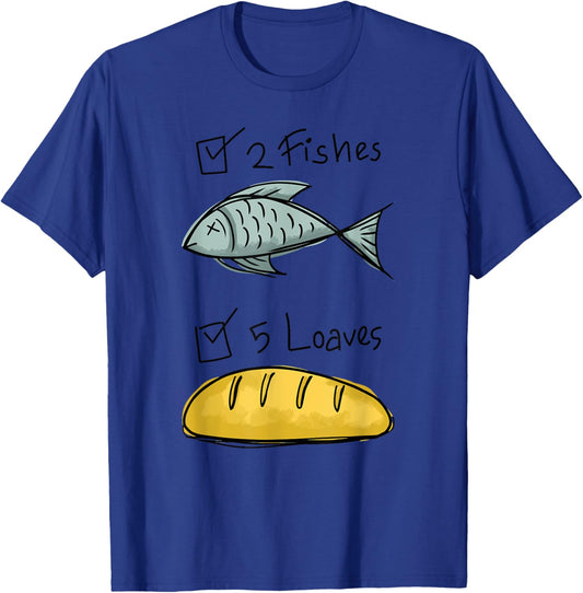 Christian shirt Women Kids Girls Five Loaves Two Fish Jesus T-Shirt - T-Shirt | Royal