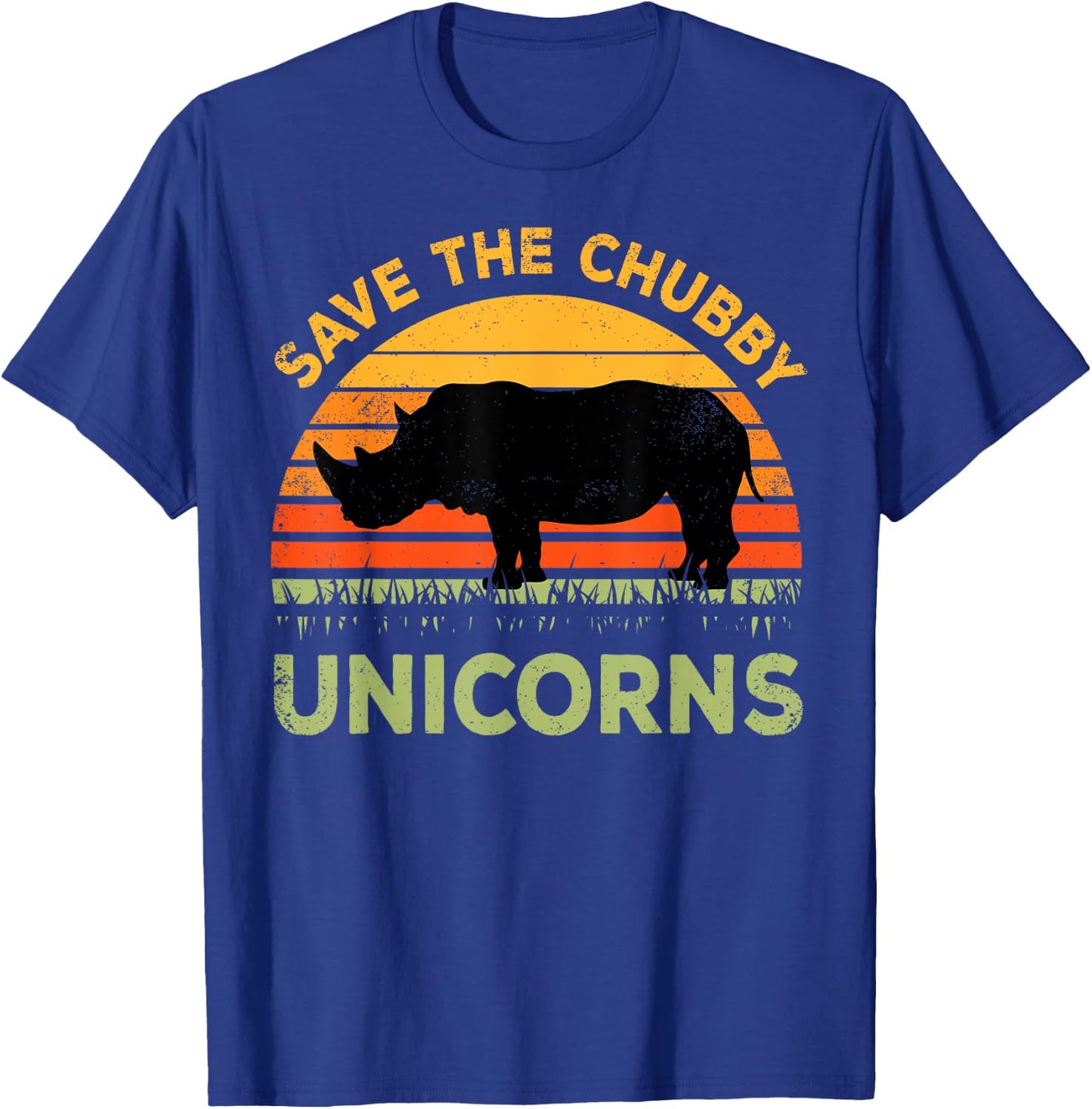 Save The Chubby Unicorns Rhino Rhinoceros African Animal T-Shirt - T-Shirt | Royal